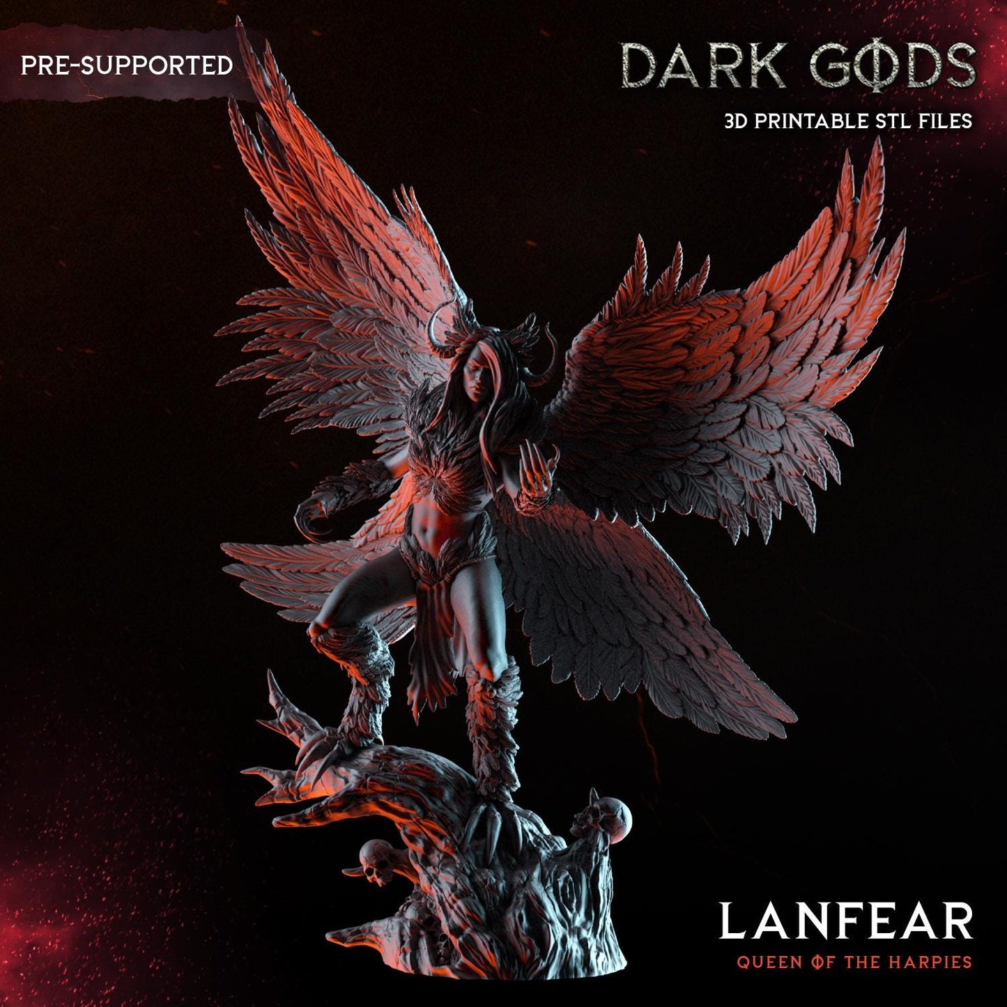 Lanfear The Harpy Queen on 60mm base - Sculpted by Dark Gods