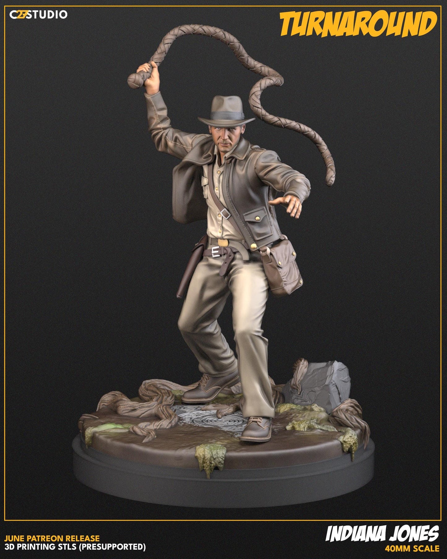 Indiana Jones / Whip Daddy 40mm miniature (sculpted by C27 collectibles) (Crisis Protocol Proxy/Alternative)