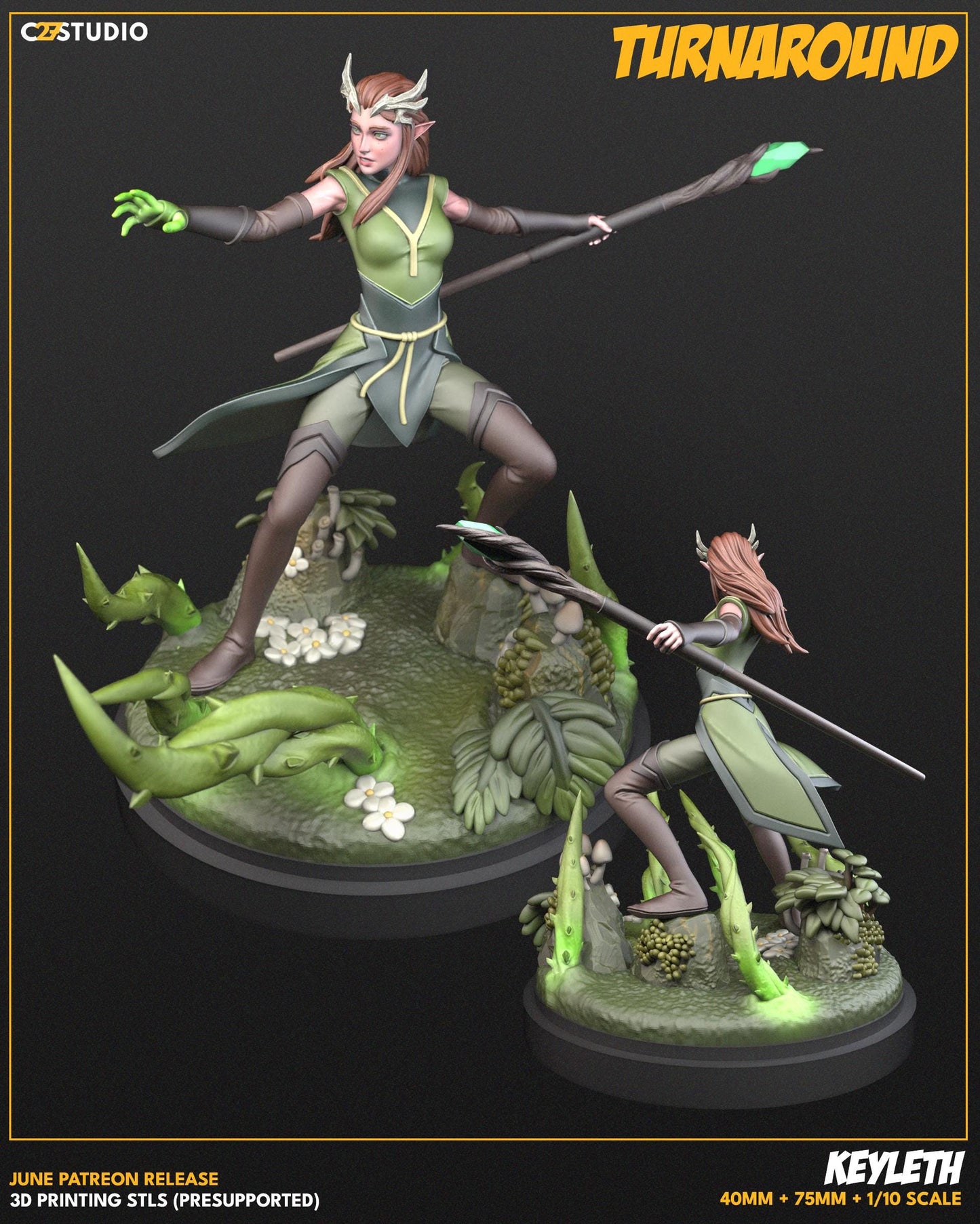 Keyleth / Nature's Wrath 40mm - 75mm - 1/10th miniature (sculpted by C27 collectibles) (Crisis Protocol Proxy/Alternative)