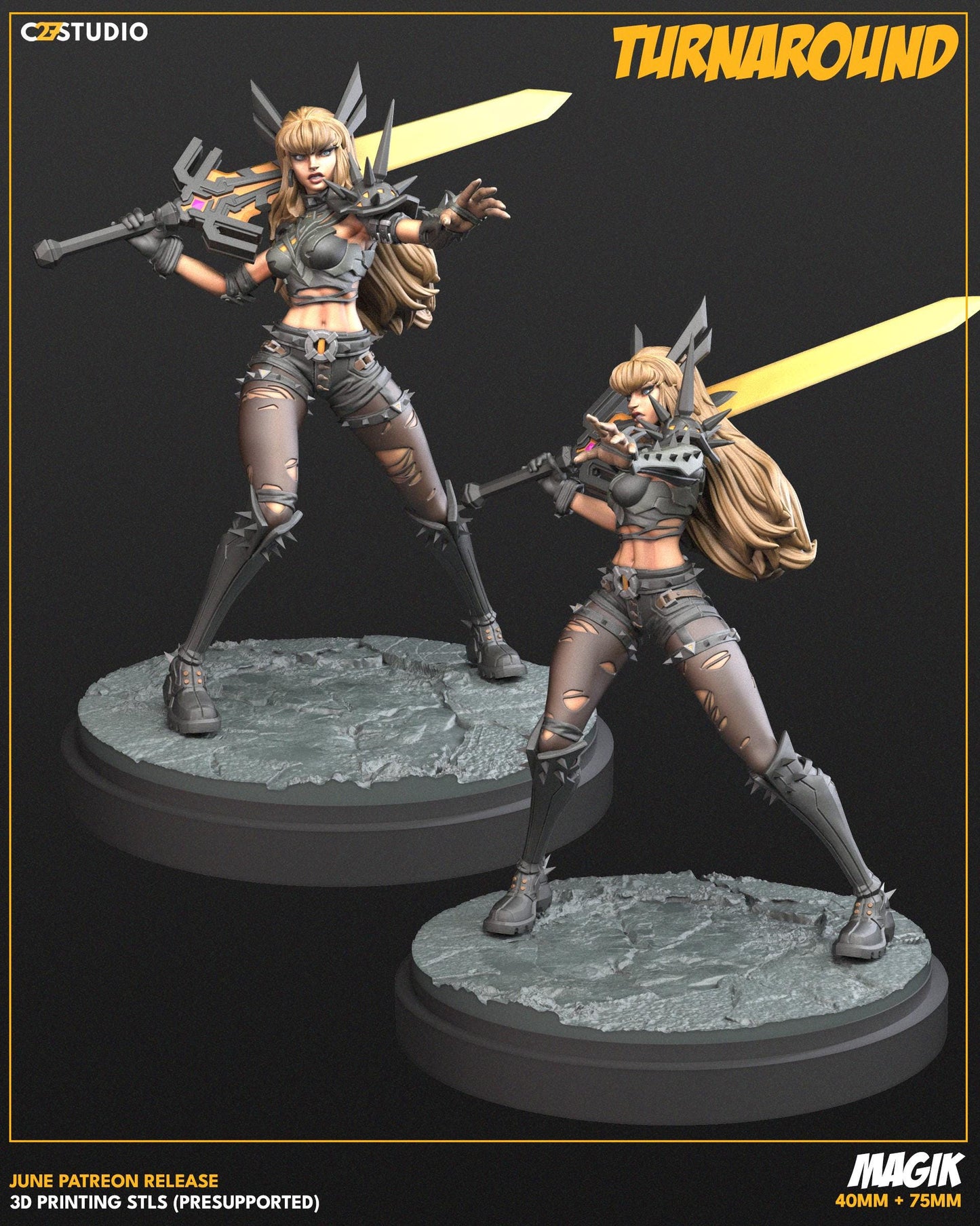 Magik - Rivals / Limbo Warden 40mm miniature (sculpted by C27 collectibles) (Crisis Protocol Proxy/Alternative)