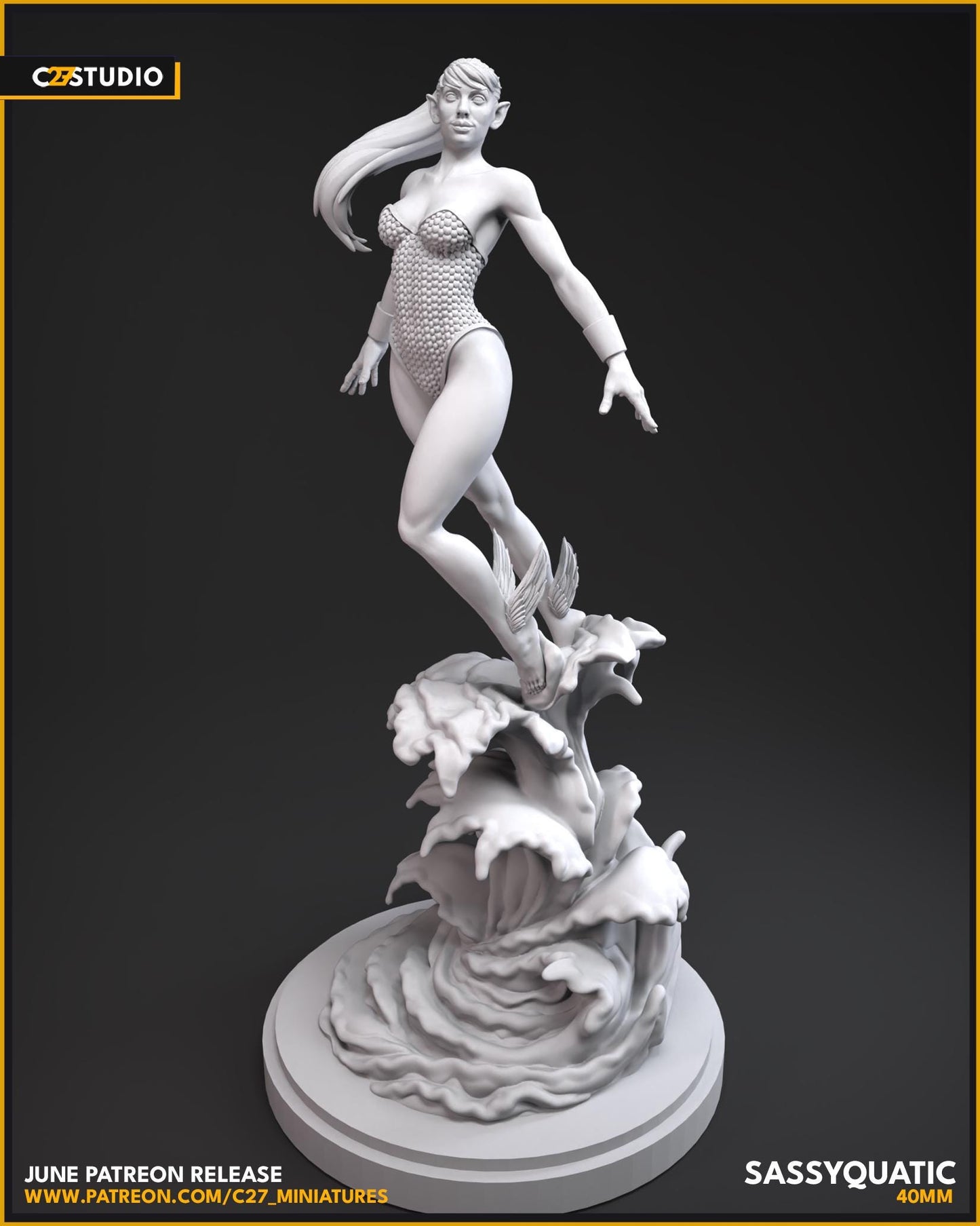Namorita / Sassyquatic 40mm miniature (sculpted by C27 collectibles) (Crisis Protocol Proxy/Alternative)