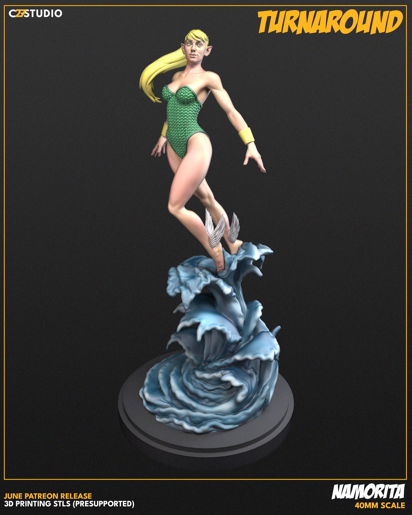 Namorita / Sassyquatic 40mm miniature (sculpted by C27 collectibles) (Crisis Protocol Proxy/Alternative)