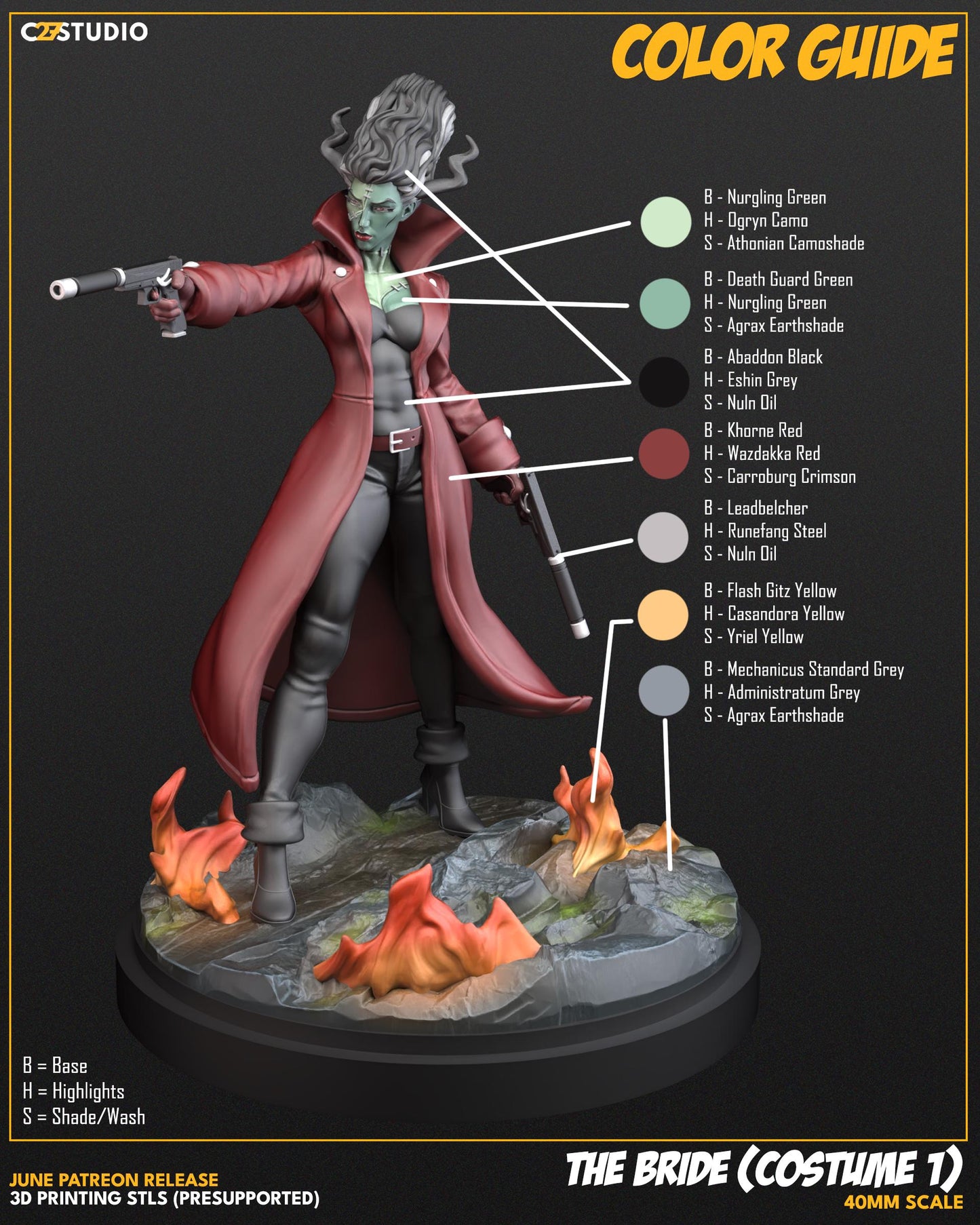 The Bride / Thread and Dread 40mm miniature (sculpted by C27 collectibles) (Crisis Protocol Proxy/Alternative)