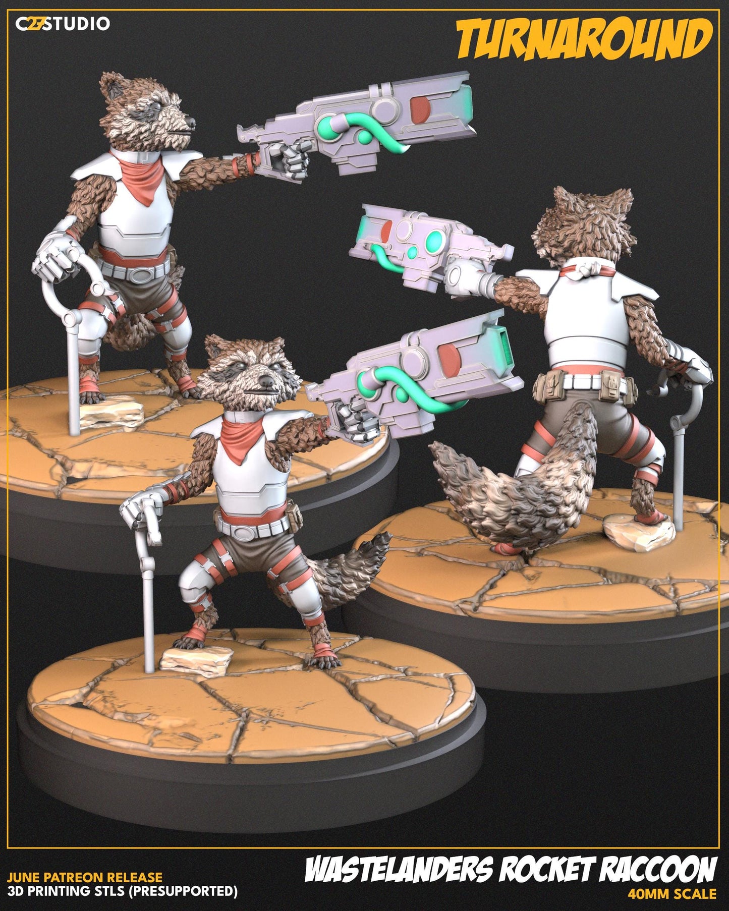 Wastelanders Rocket Racoon / Scrap Grandpa 40mm miniature (sculpted by C27 collectibles) (Crisis Protocol Proxy/Alternative)