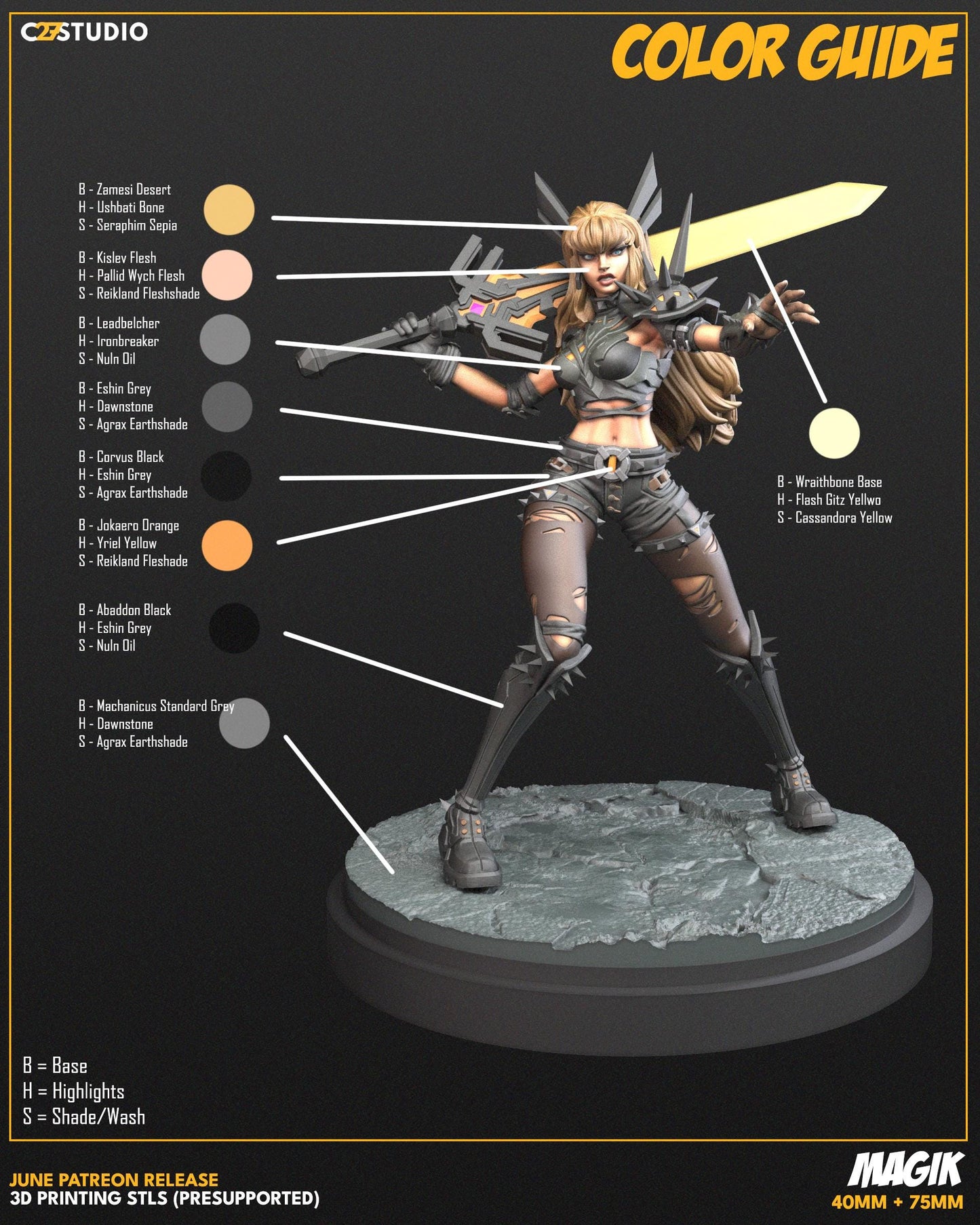 Magik - Rivals / Limbo Warden 40mm miniature (sculpted by C27 collectibles) (Crisis Protocol Proxy/Alternative)