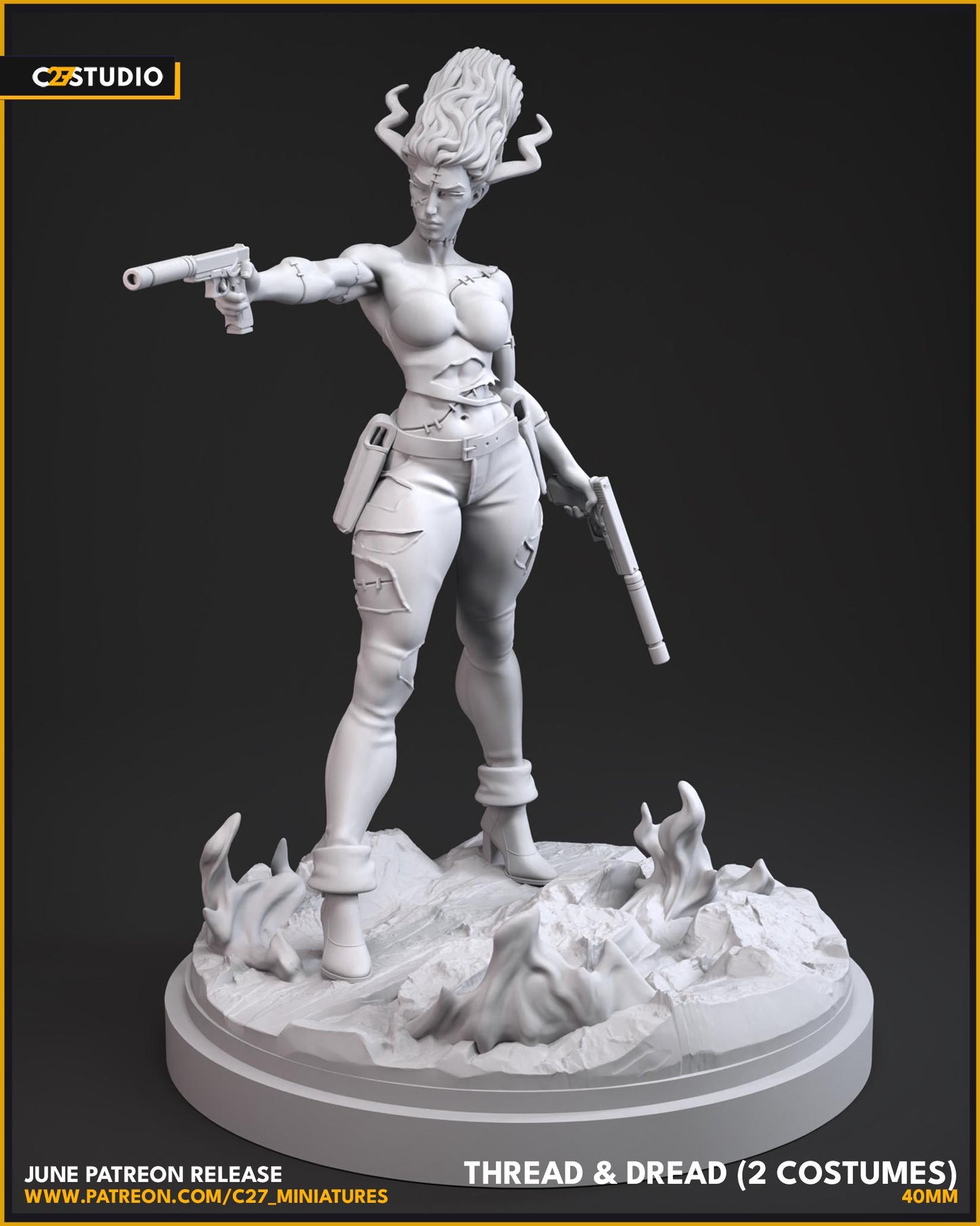 The Bride / Thread and Dread 40mm miniature (sculpted by C27 collectibles) (Crisis Protocol Proxy/Alternative)