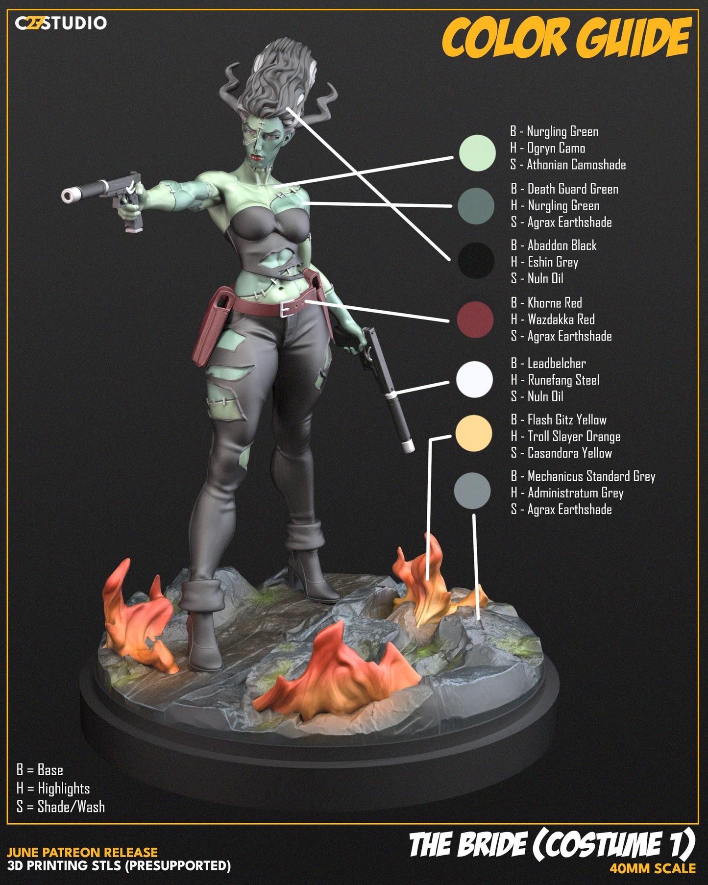 The Bride / Thread and Dread 40mm miniature (sculpted by C27 collectibles) (Crisis Protocol Proxy/Alternative)