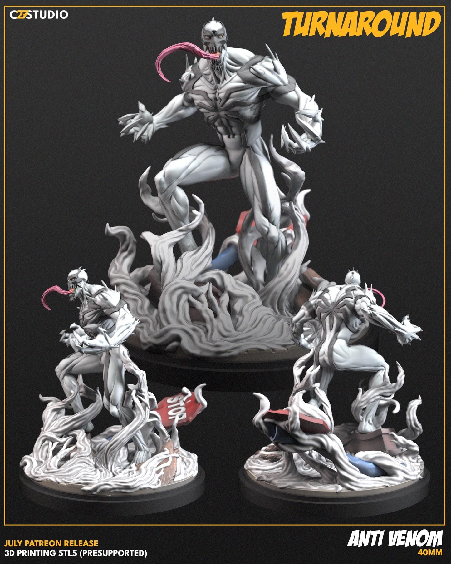 Whiteout / Anti-Venom 40mm miniature (sculpted by C27 collectibles) (Crisis Protocol Proxy/Alternative)