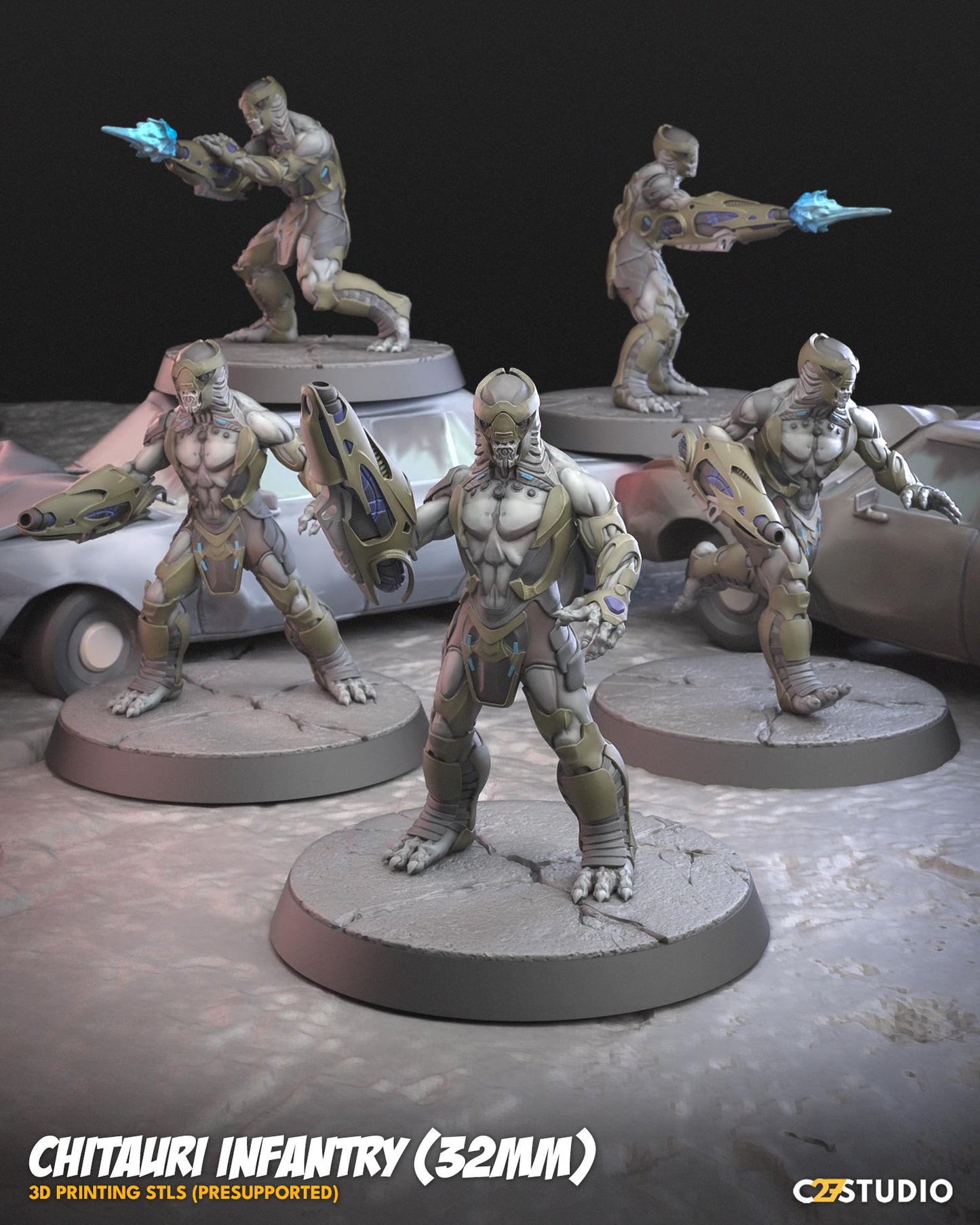 Chitauri Infantry - 40mm miniatures (sculpted by C27 collectibles) (Crisis Protocol Proxy/Alternative)