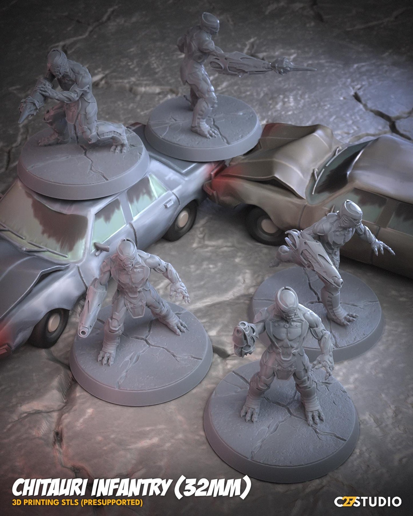 Chitauri Infantry - 40mm miniatures (sculpted by C27 collectibles) (Crisis Protocol Proxy/Alternative)