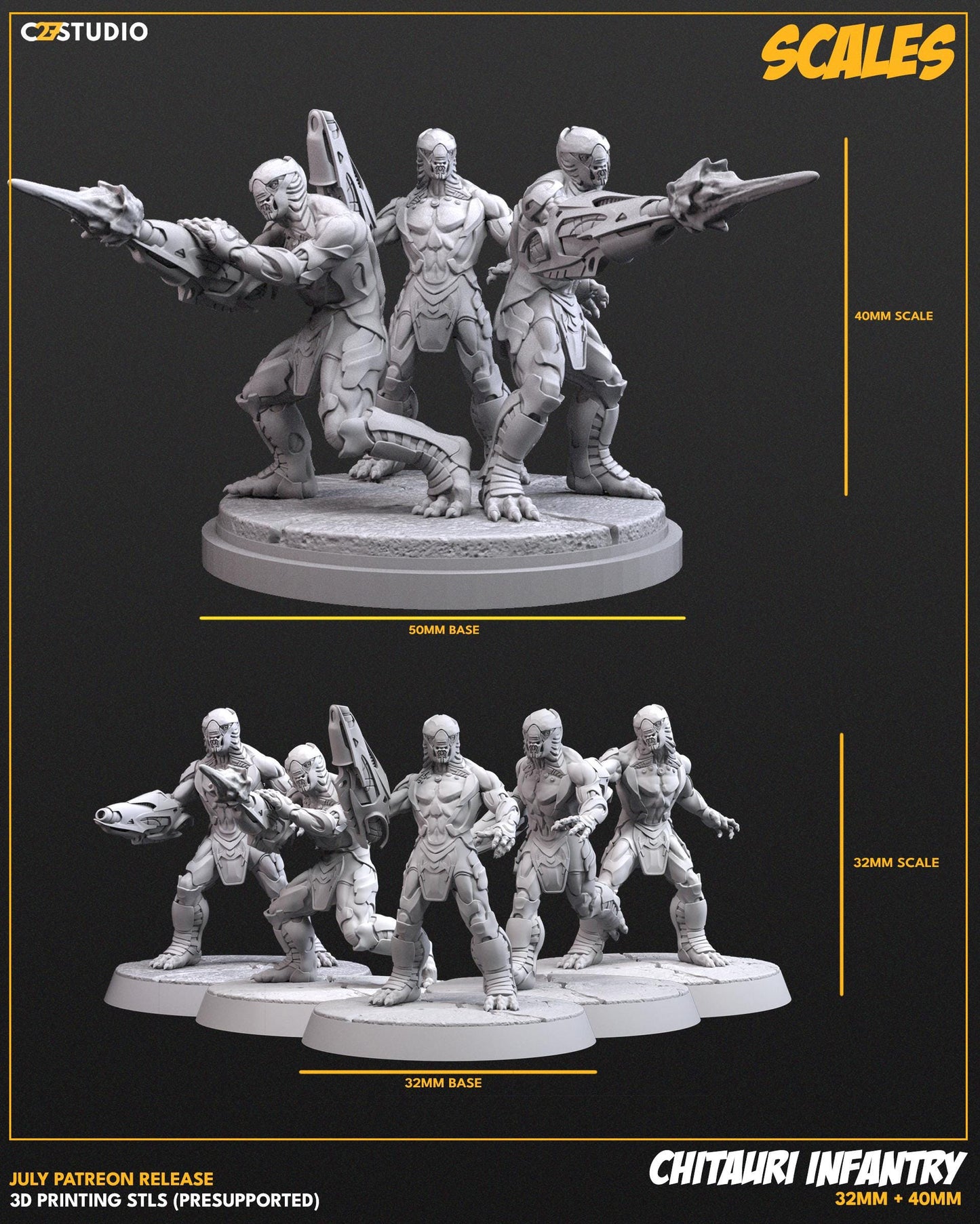 Chitauri Infantry - 40mm miniatures (sculpted by C27 collectibles) (Crisis Protocol Proxy/Alternative)