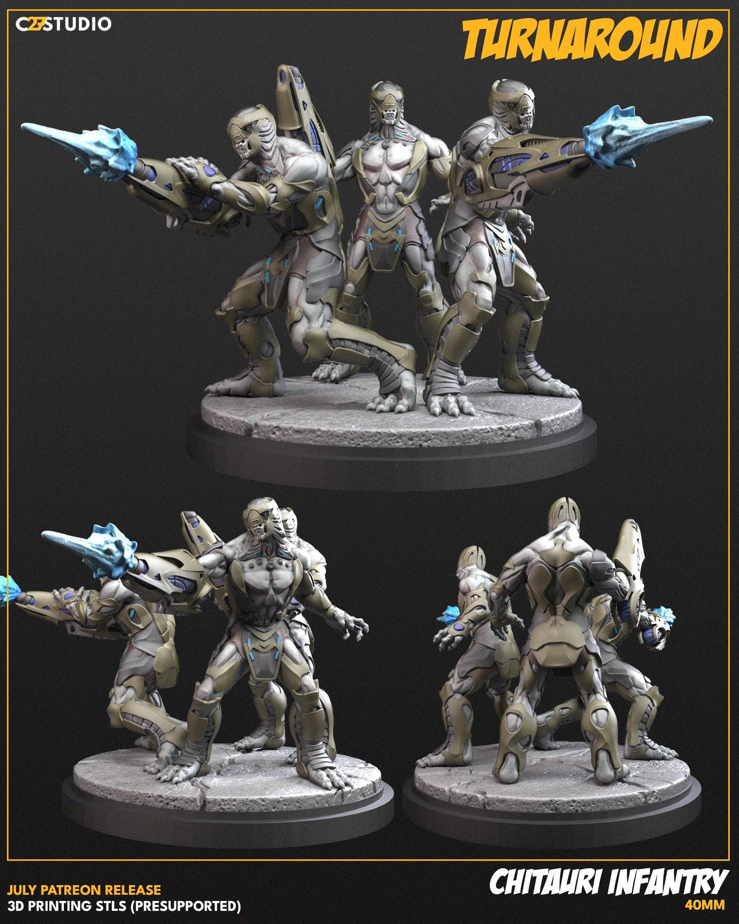 Chitauri Infantry - 40mm miniatures (sculpted by C27 collectibles) (Crisis Protocol Proxy/Alternative)