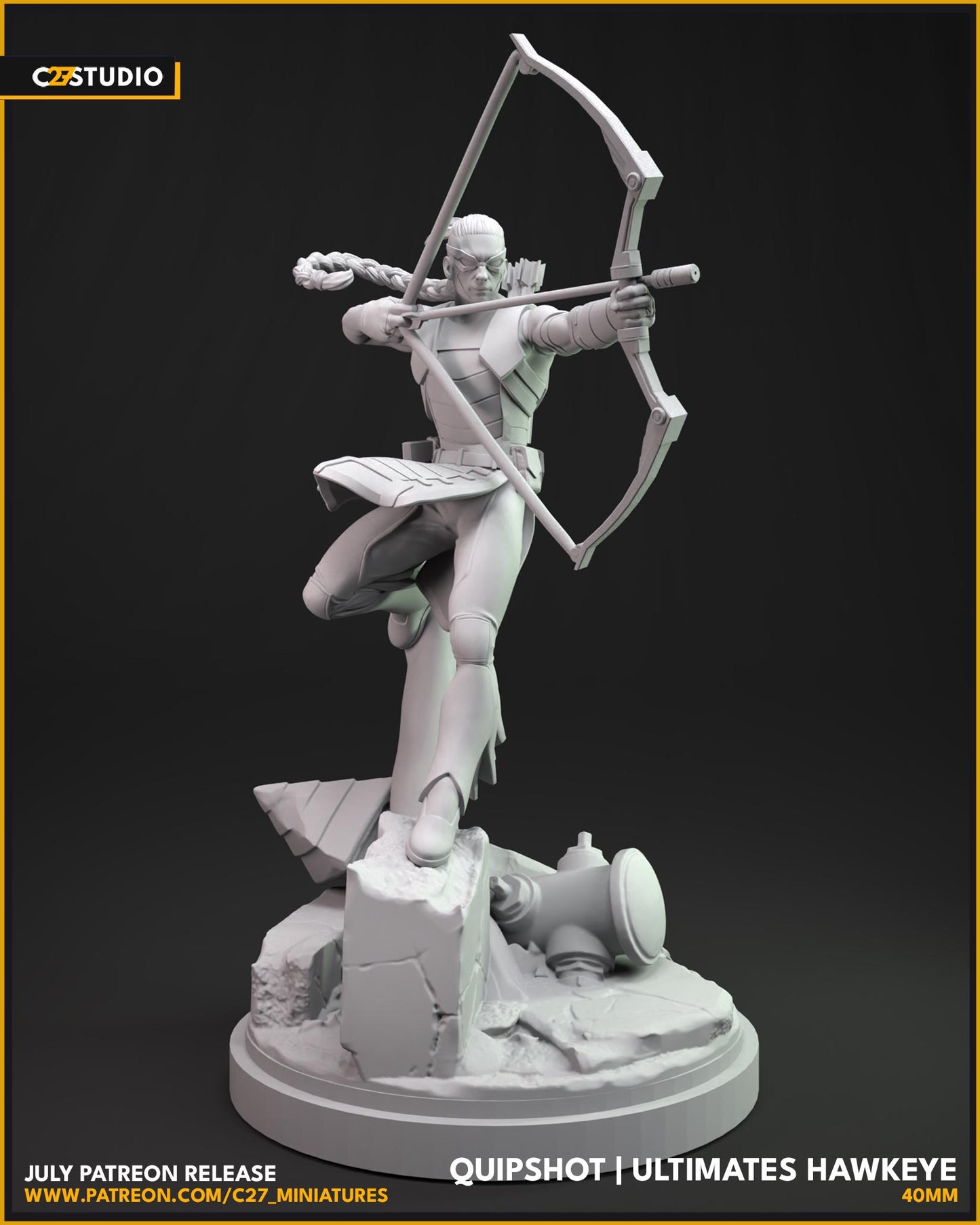 Ultimates Hawkeye / Quipshot 40mm miniature (sculpted by C27 collectibles) (Crisis Protocol Proxy/Alternative)