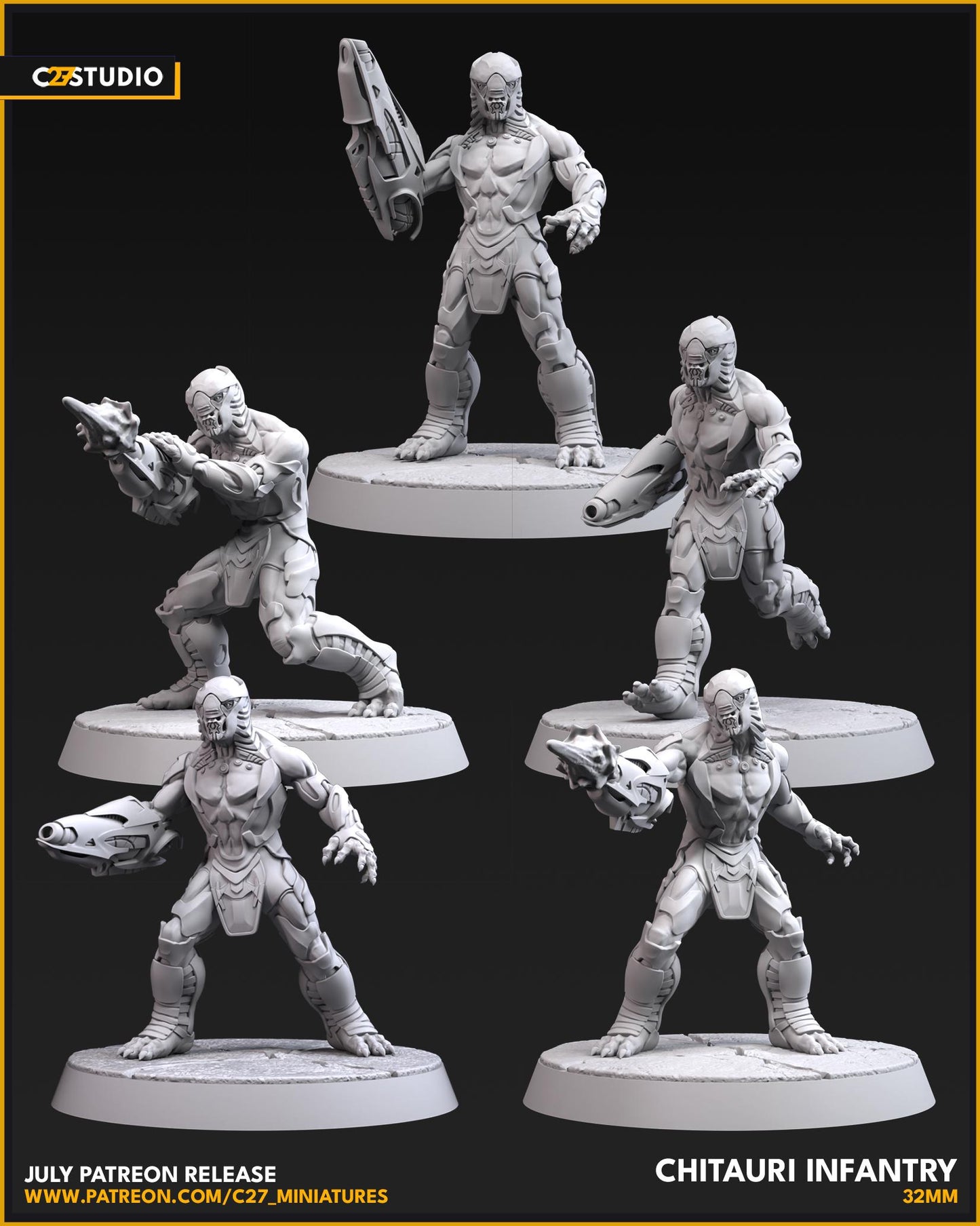Chitauri Infantry - 40mm miniatures (sculpted by C27 collectibles) (Crisis Protocol Proxy/Alternative)