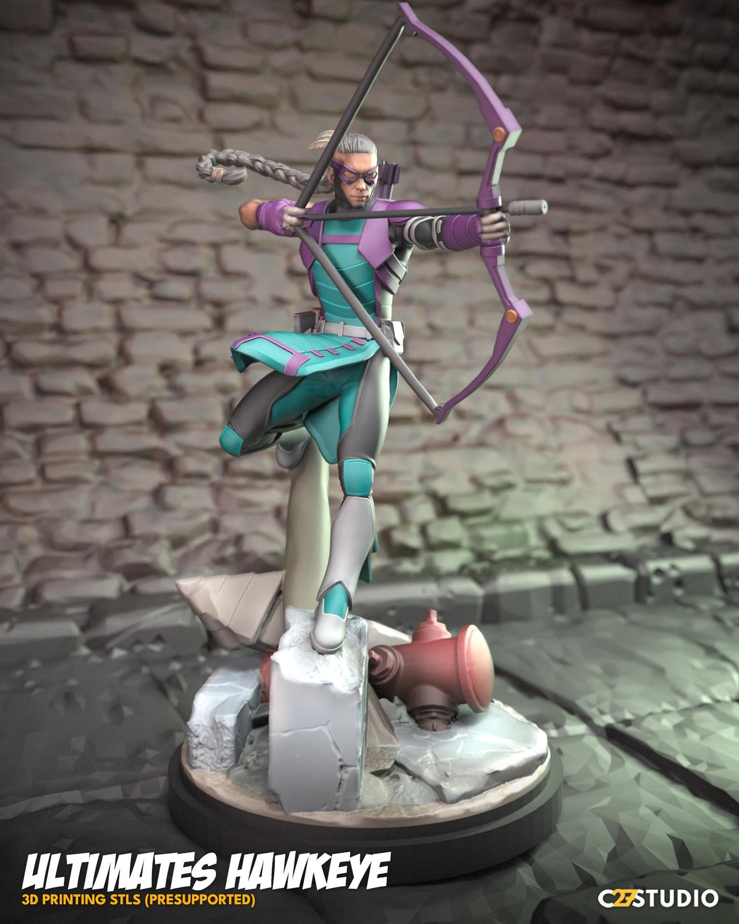 Ultimates Hawkeye / Quipshot 40mm miniature (sculpted by C27 collectibles) (Crisis Protocol Proxy/Alternative)