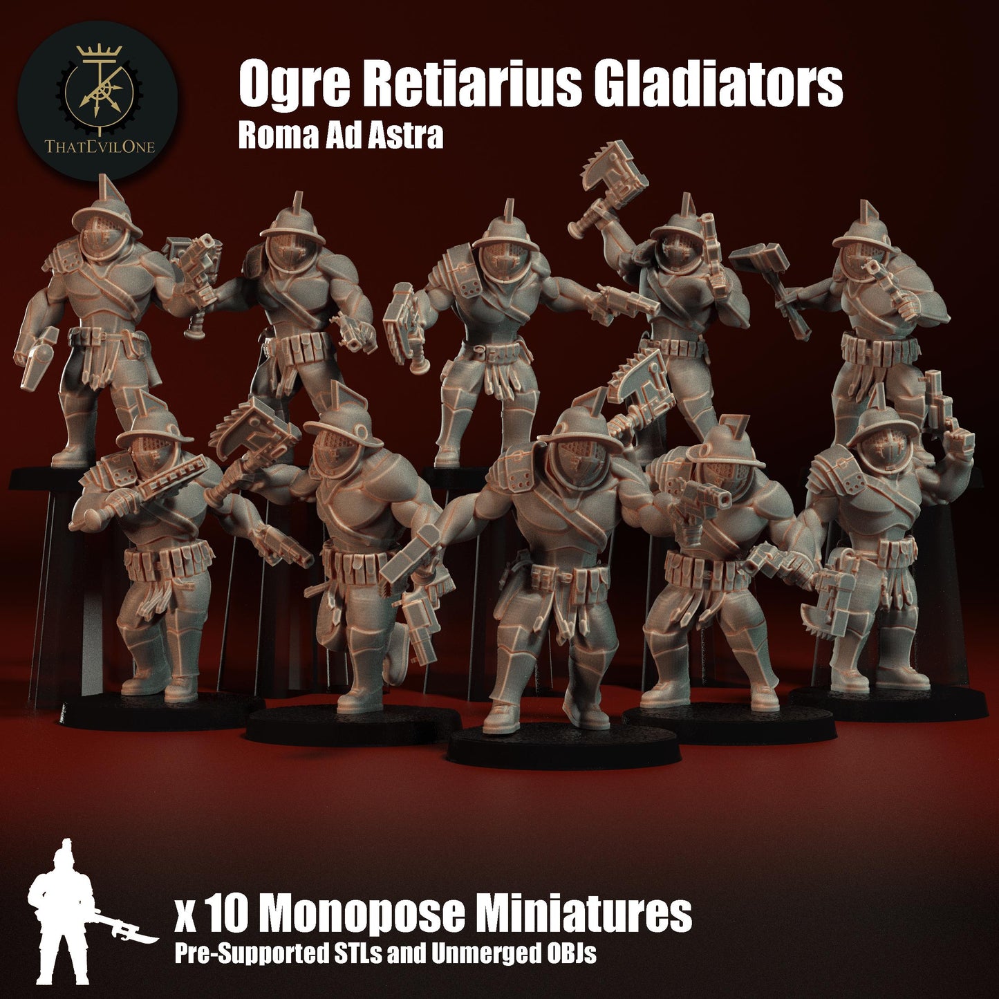 Roman Ogre Retiarius Gladiators (10) (sculpted by That Evil One)