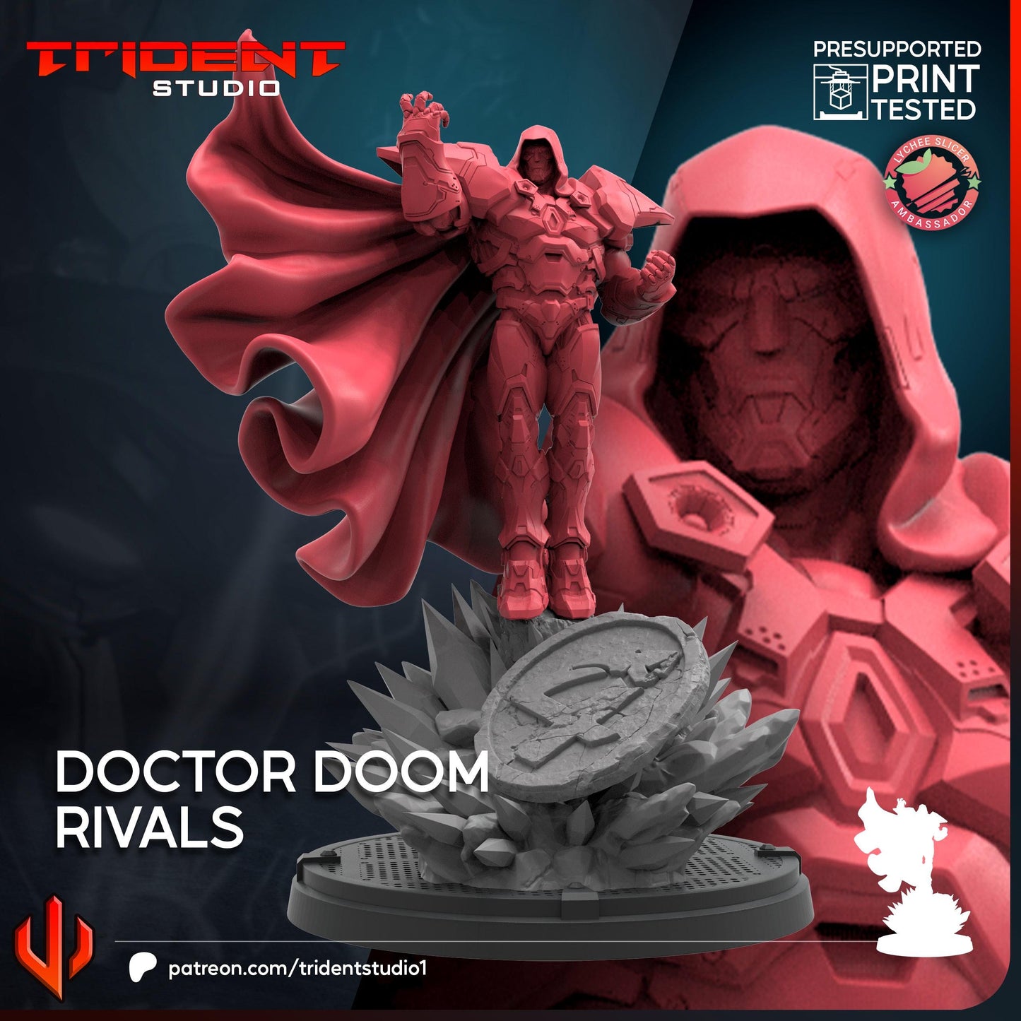 Doctor Doom - Rivals (Fan art sculpted by Trident Studio) (Crisis Protocol Proxy/Alternative)
