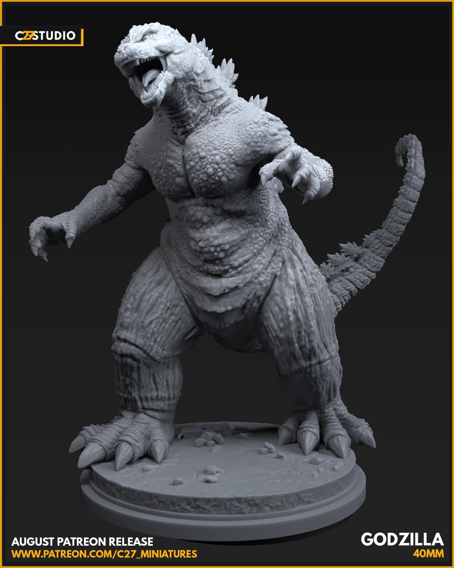 Godzilla 40mm miniature (sculpted by C27 collectibles) (Crisis Protocol Proxy/Alternative)