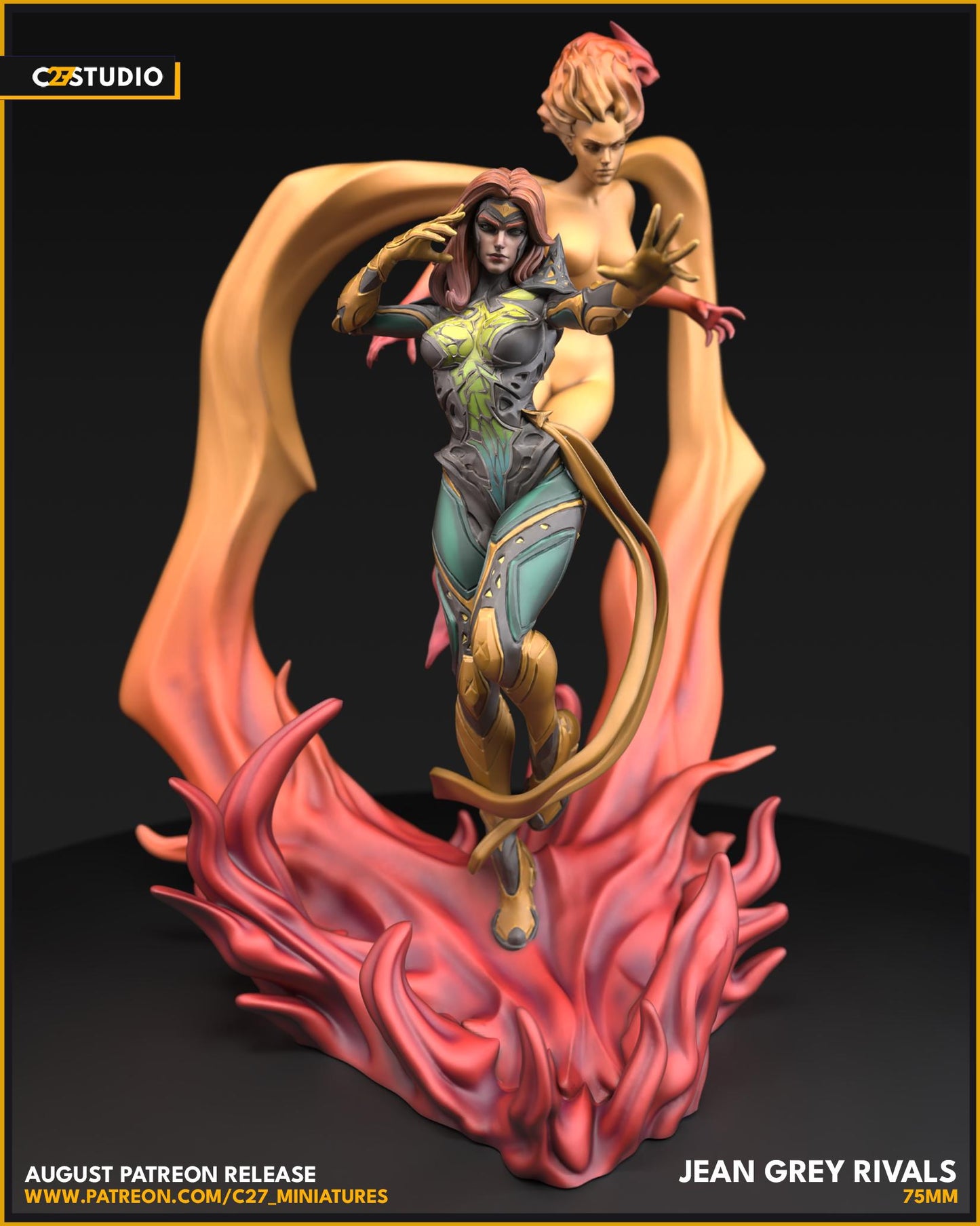 Jeany Grey - Rivals / Telekween - 40mm miniature (sculpted by C27 collectibles) (Crisis Protocol Proxy/Alternative)
