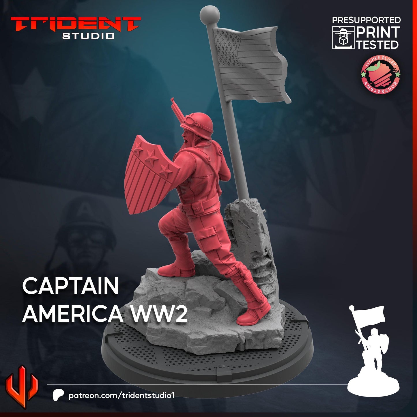 Captain America WW2 (Fan art sculpted by Trident Studio) (Crisis Protocol Proxy/Alternative)