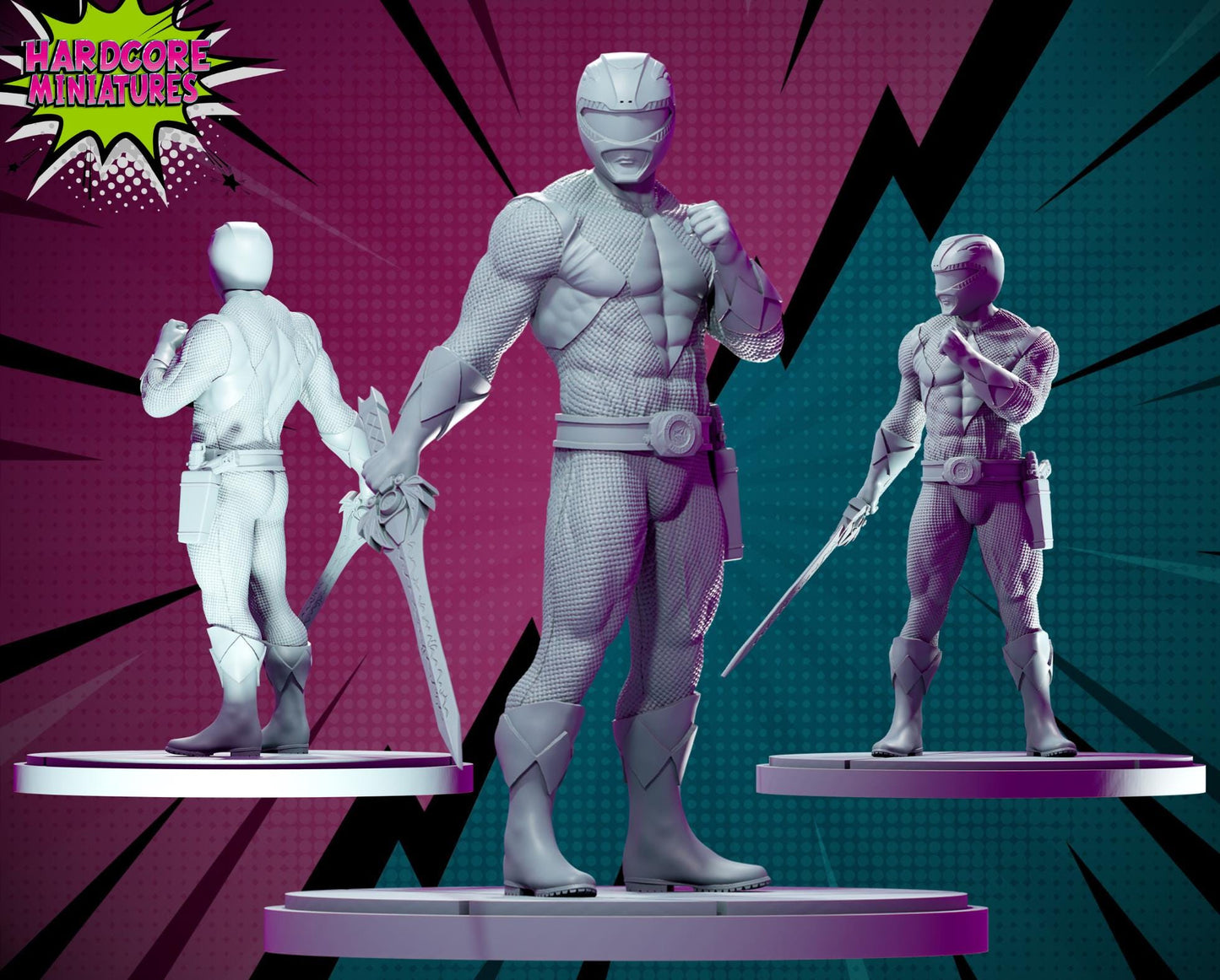 Red Ranger - Fan Art 40mm Miniature (Sculpted by Hardcore Miniatures) (Crisis Protocol Proxy/Alternative)