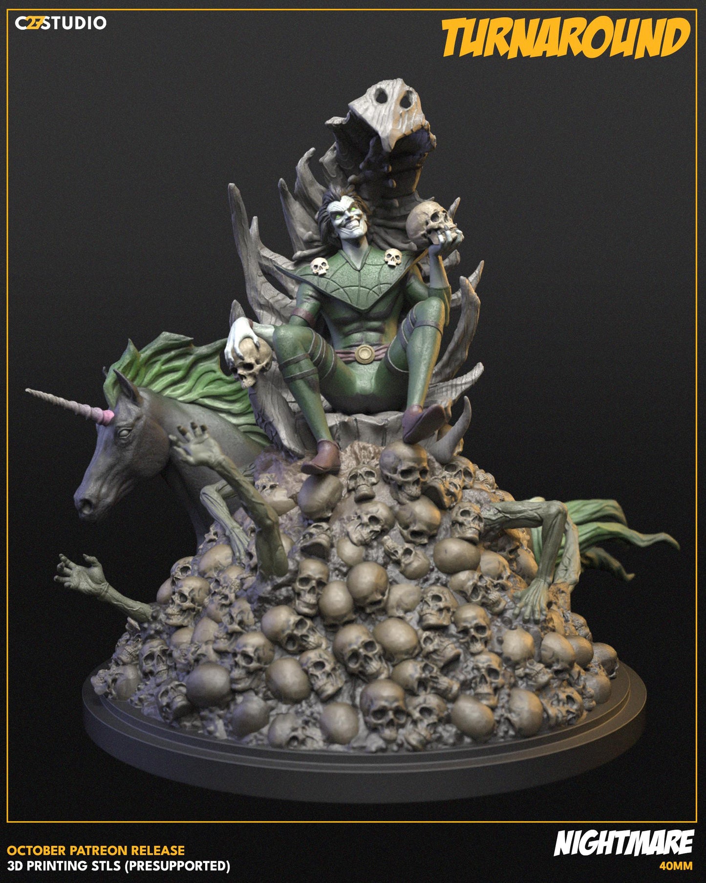 Nightmare 40mm miniature (sculpted by C27 collectibles) (Crisis Protocol Proxy/Alternative)