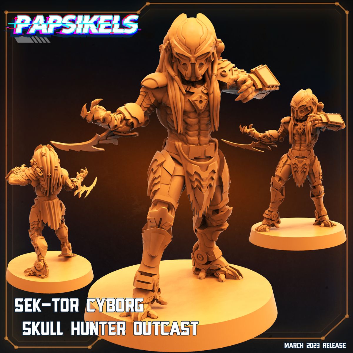 Sek-Tor Cyborg Skull Hunter Outcast - Predator Fan Art (Sculpted by Papsikels)