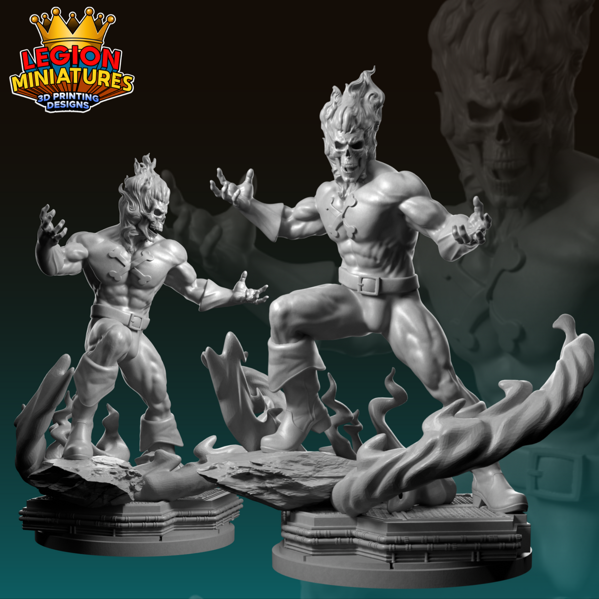 Blazing Skull Fan-Art 40mm Miniature (Sculpted by Legion Miniatures)