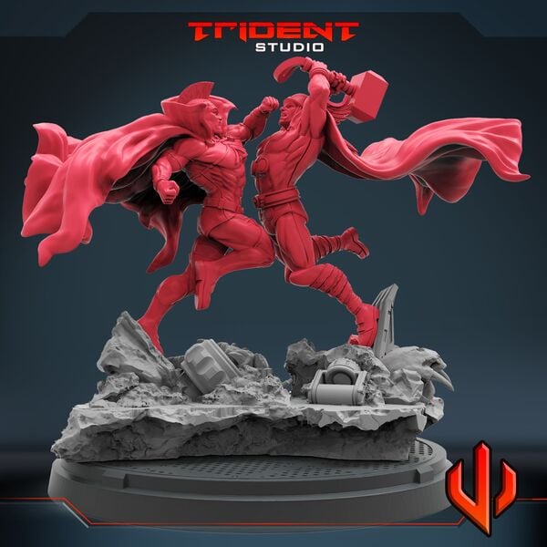 Gladiator vs Thor (Fan art sculpted by Trident Studio) (Crisis Protocol Proxy/Alternative)
