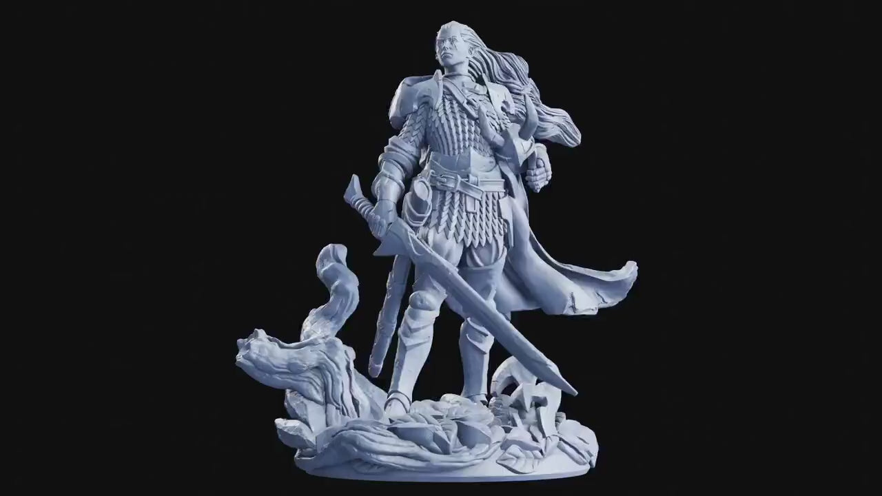 Nisara, Elf Knight - The Crimson Calamity (sculpted by Flesh of Gods miniatures)