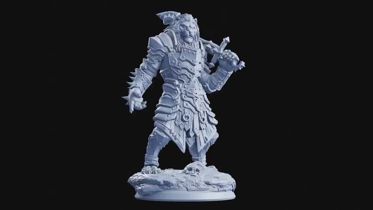 Eomar, Leonin Knight - The Crimson Calamity (sculpted by Flesh of Gods miniatures)