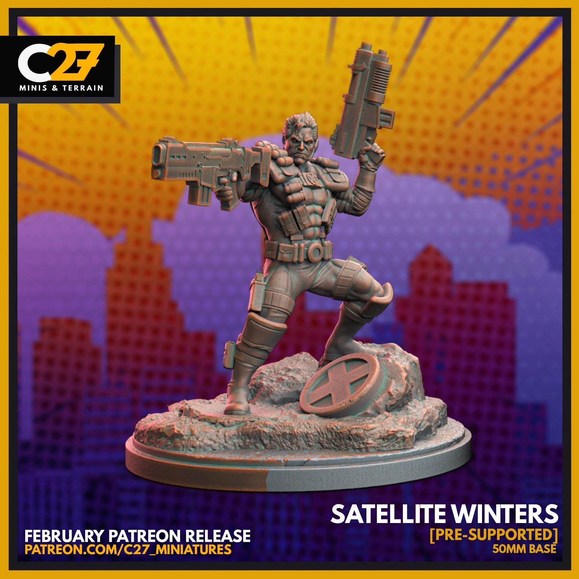 Cable / Nathan Summers / Satellite Winters 40mm miniature (sculpted by C27 collectibles) (Crisis Protocol Proxy/Alternative)