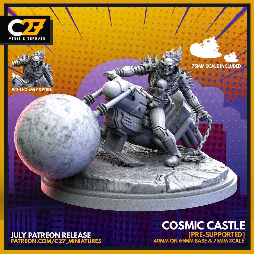 Cosmic Ghost Rider / Cosmic Castle 40mm miniature (sculpted by C27 collectibles) (Crisis Protocol Proxy/Alternative)