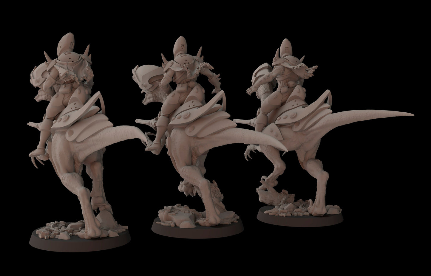 Aeterni Deinonichus riders - set of 3 (Sculpted by Fantasy Cult Miniatures)