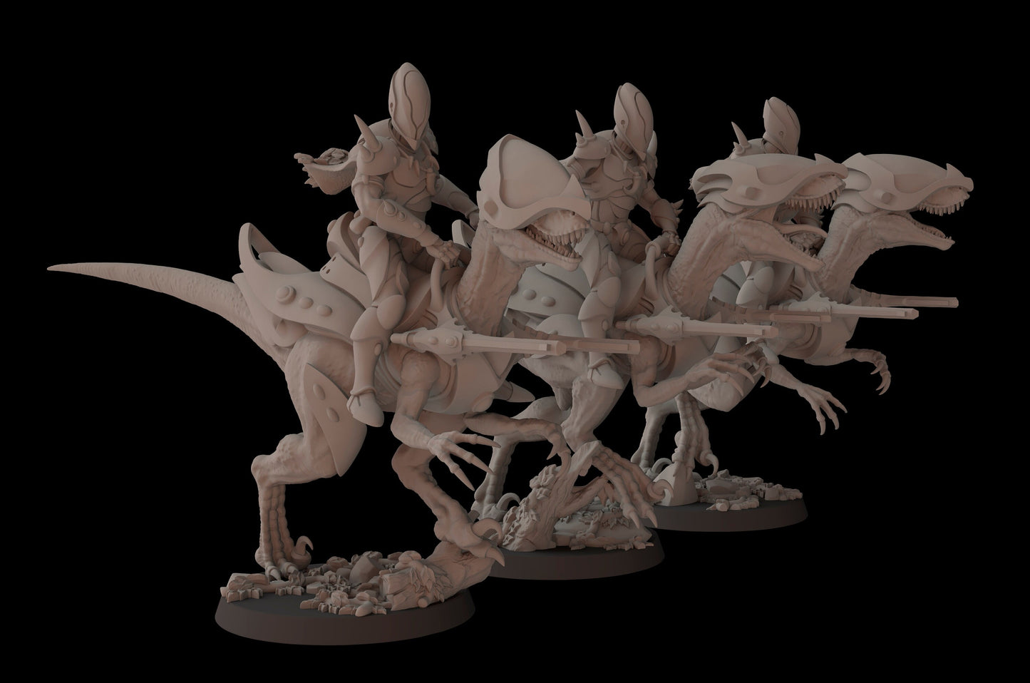 Aeterni Deinonichus riders - set of 3 (Sculpted by Fantasy Cult Miniatures)