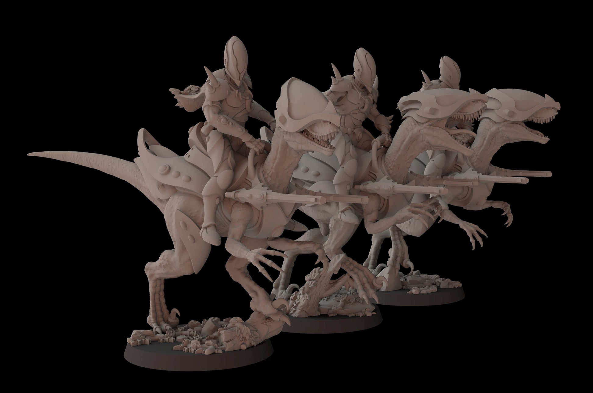 Aeterni Deinonichus riders - set of 3 (Sculpted by Fantasy Cult Miniatures)