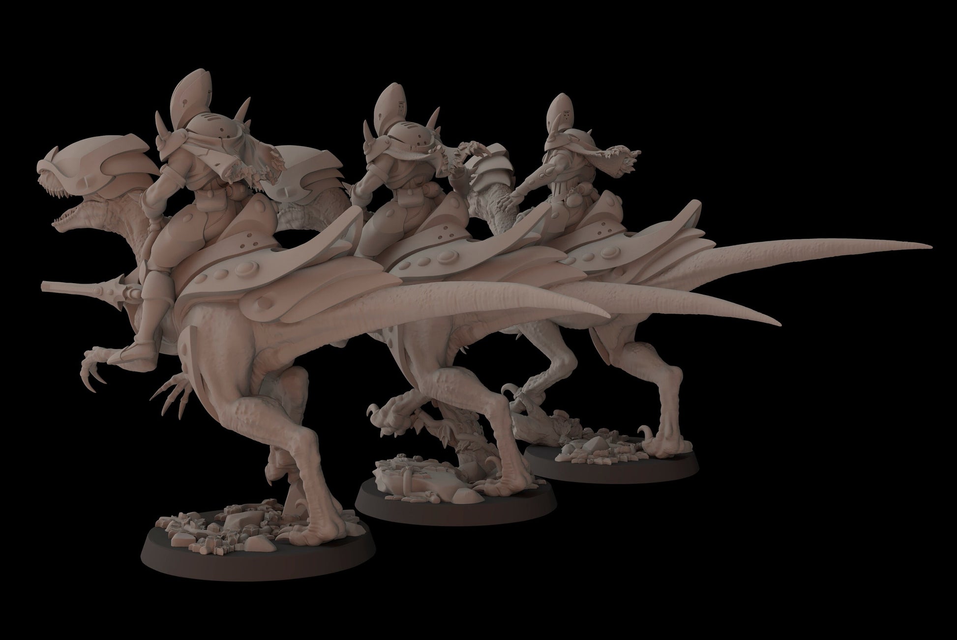 Aeterni Deinonichus riders - set of 3 (Sculpted by Fantasy Cult Miniatures)