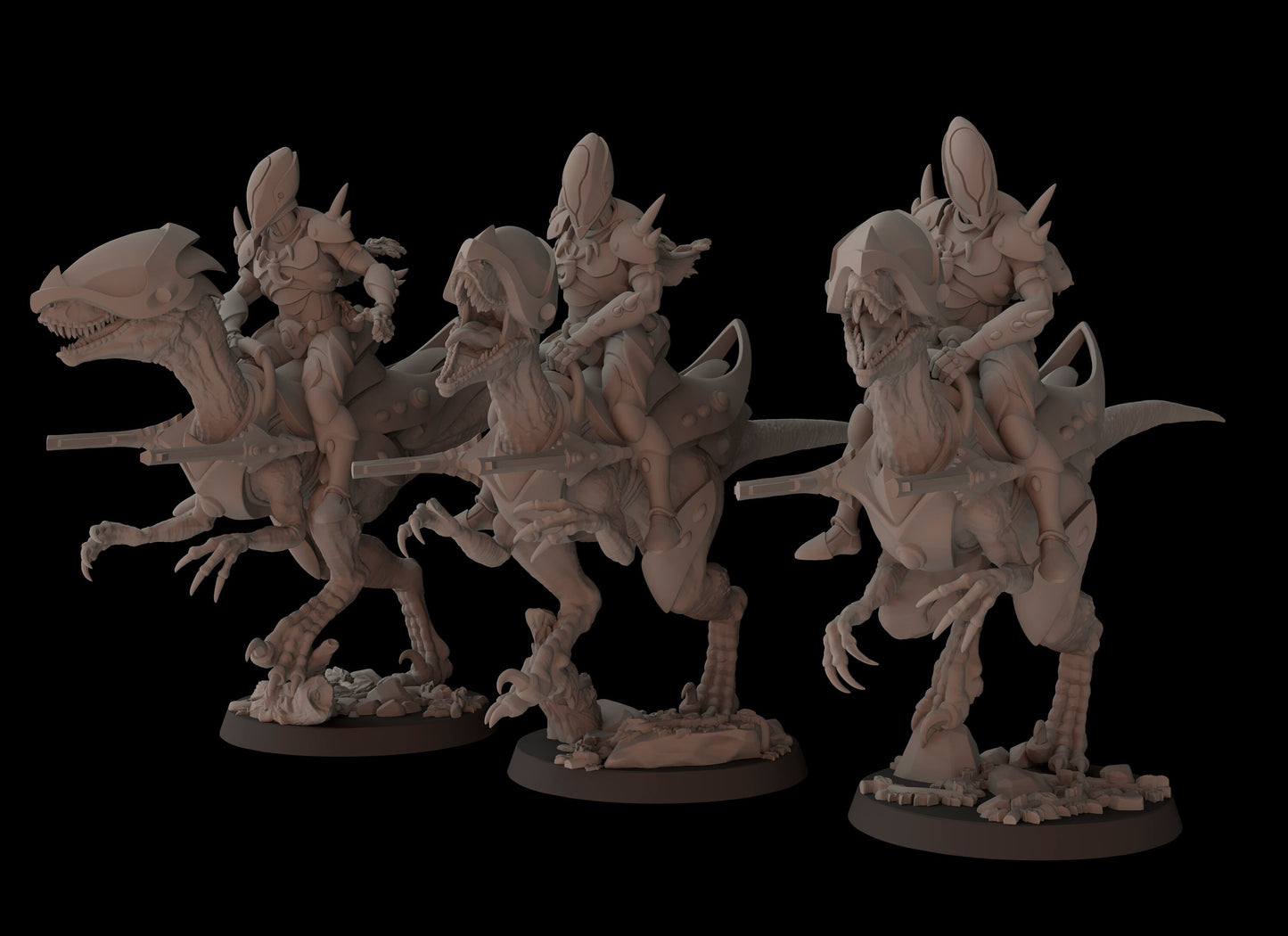 Aeterni Deinonichus riders - set of 3 (Sculpted by Fantasy Cult Miniatures)