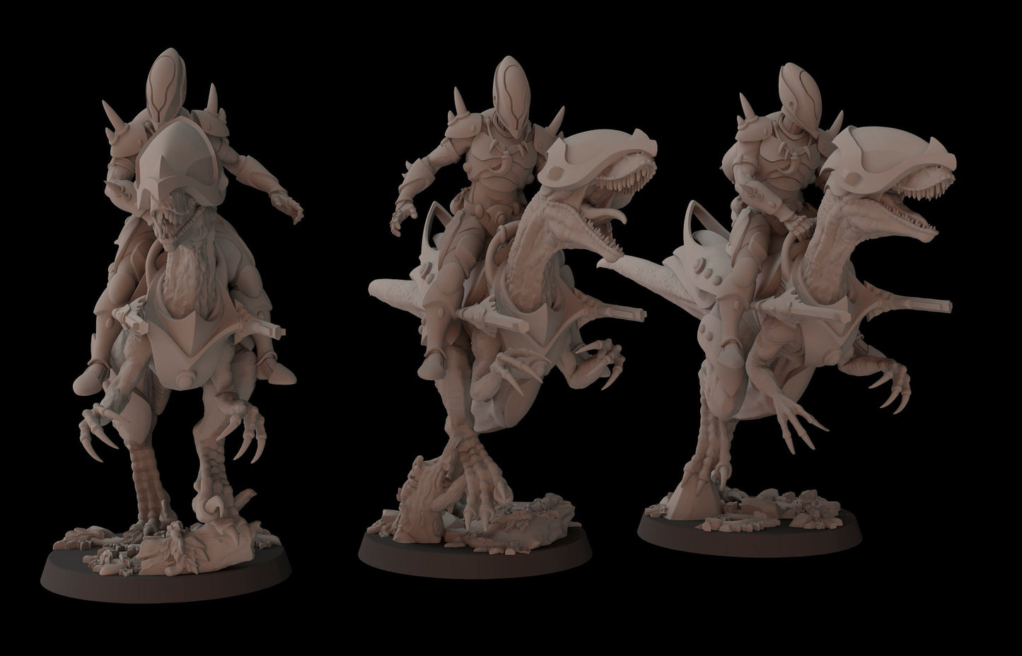 Aeterni Deinonichus riders - set of 3 (Sculpted by Fantasy Cult Miniatures)