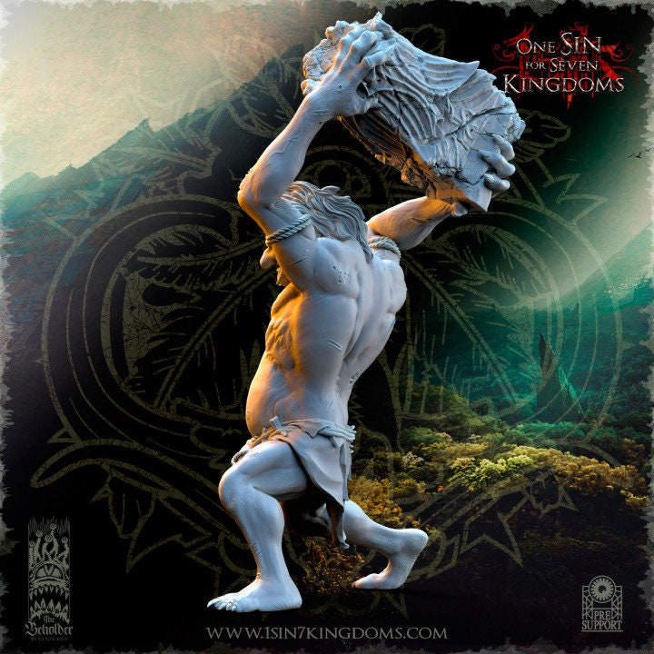 Mountain Troll with rock (sculpted by Beholder Miniatures)