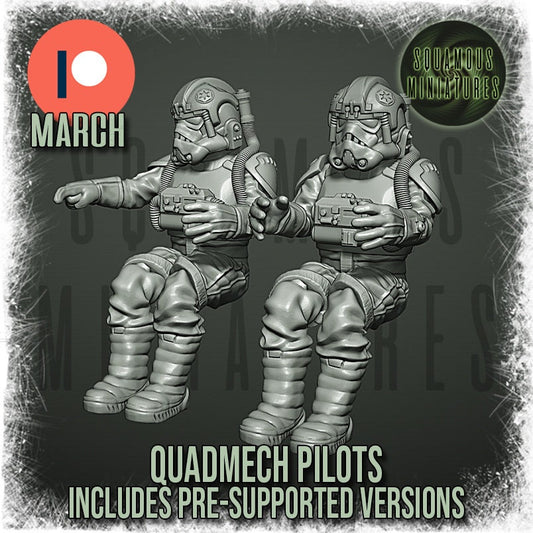 Quadmech Pilots - Set of 2 (piloting) (Sculpted by Squamous Miniatures)