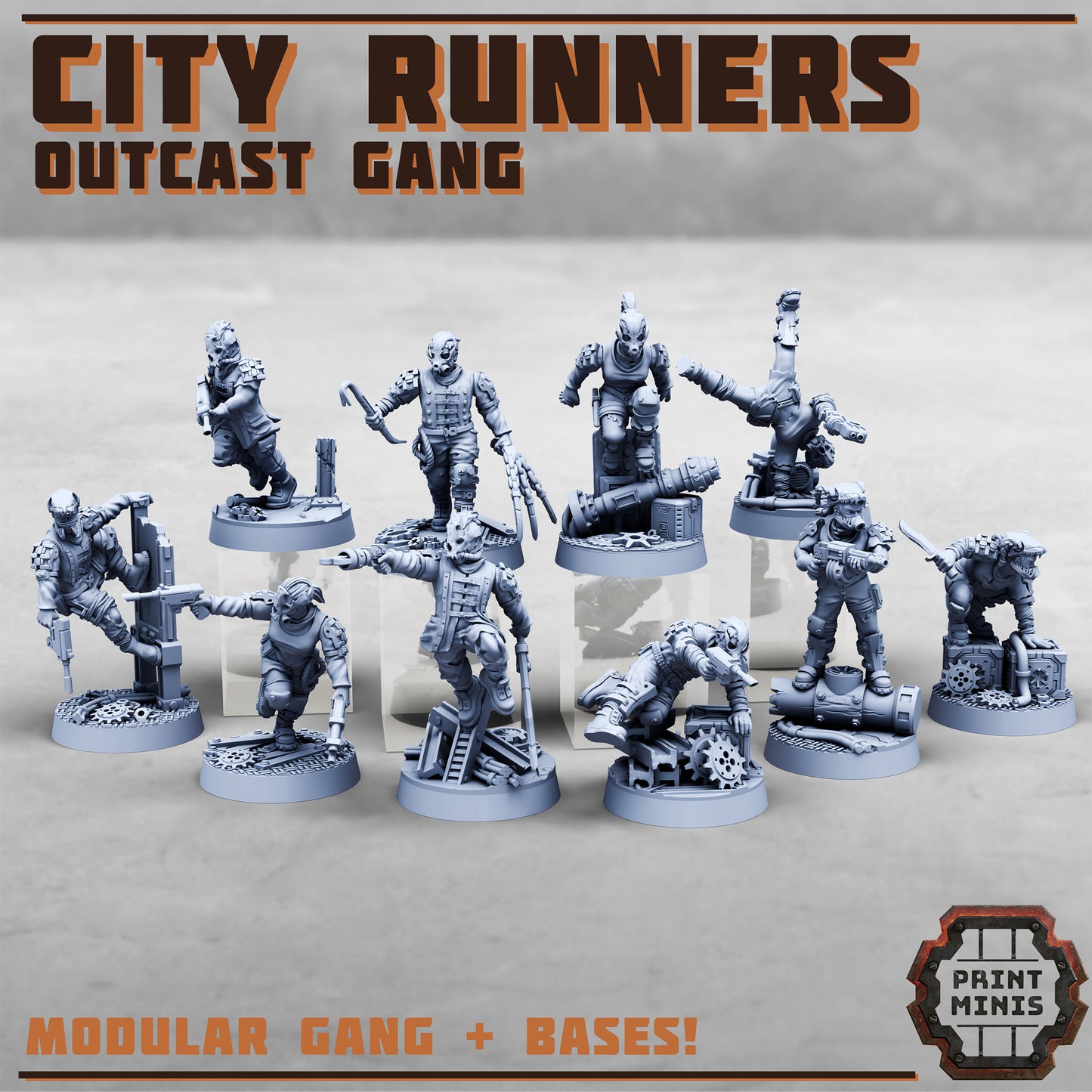 City Runner Gang w/ Bases - set of 10 (Sculpted by PrintMinis)