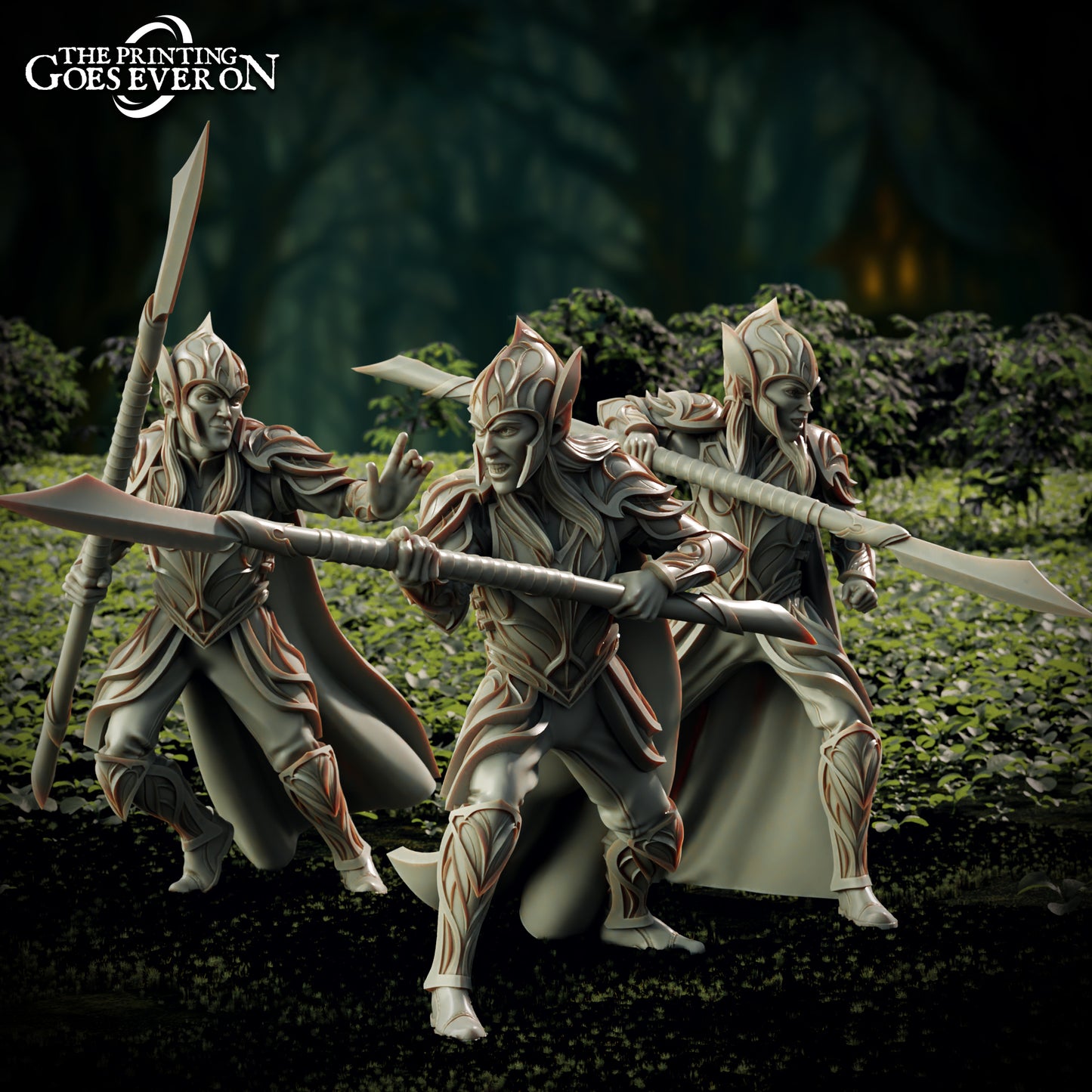 Elderwood Elf Spearmen - set of 3 (Sculpted by Printing Goes Ever On)
