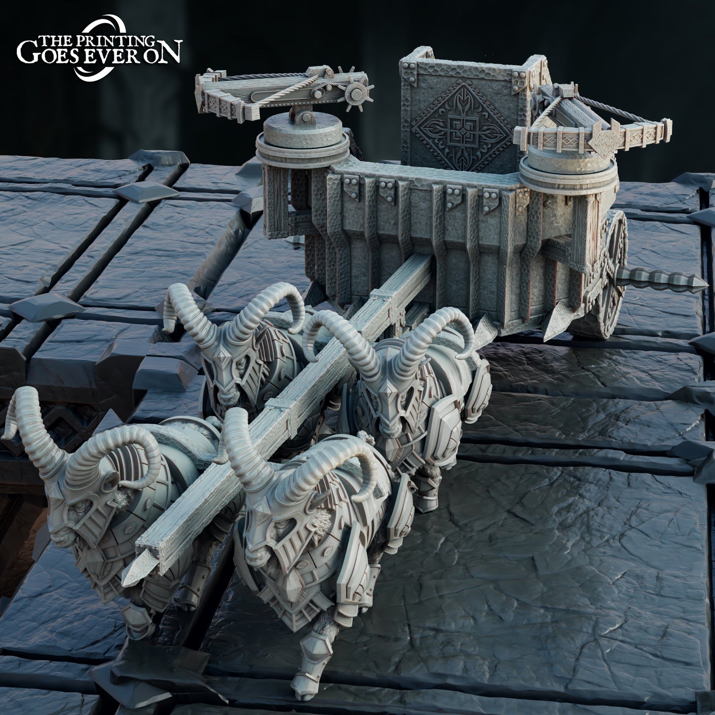 Dwarven Chariot with Crew (Sculpted by The Printing Goes Ever On)