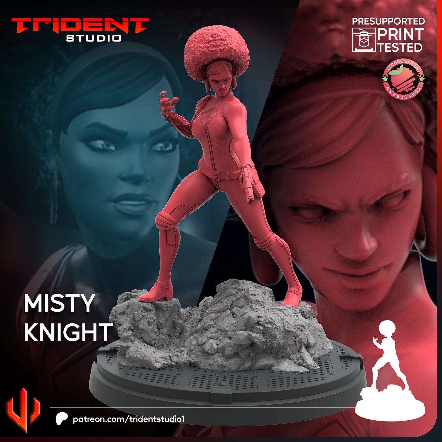 Misty Knight(Fan art sculpted by Trident Studio) (Crisis Protocol Proxy/Alternative)