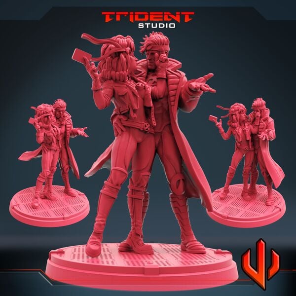 Rogue and Gambit (Fan art sculpted by Trident Studio) (Crisis Protocol Proxy/Alternative)