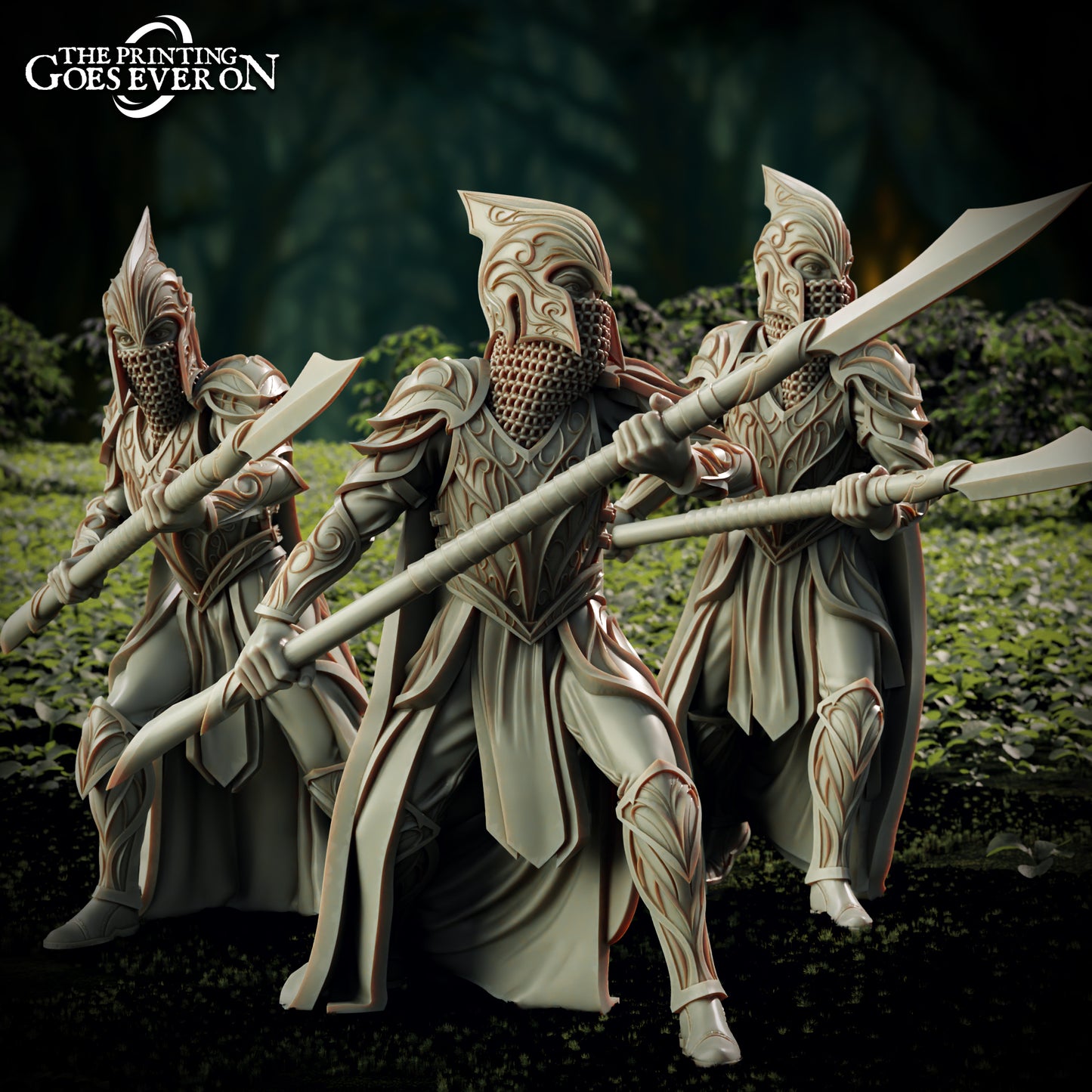 Elderwood Greenmantle Spearmen - set of 3 (Sculpted by Printing Goes Ever On)