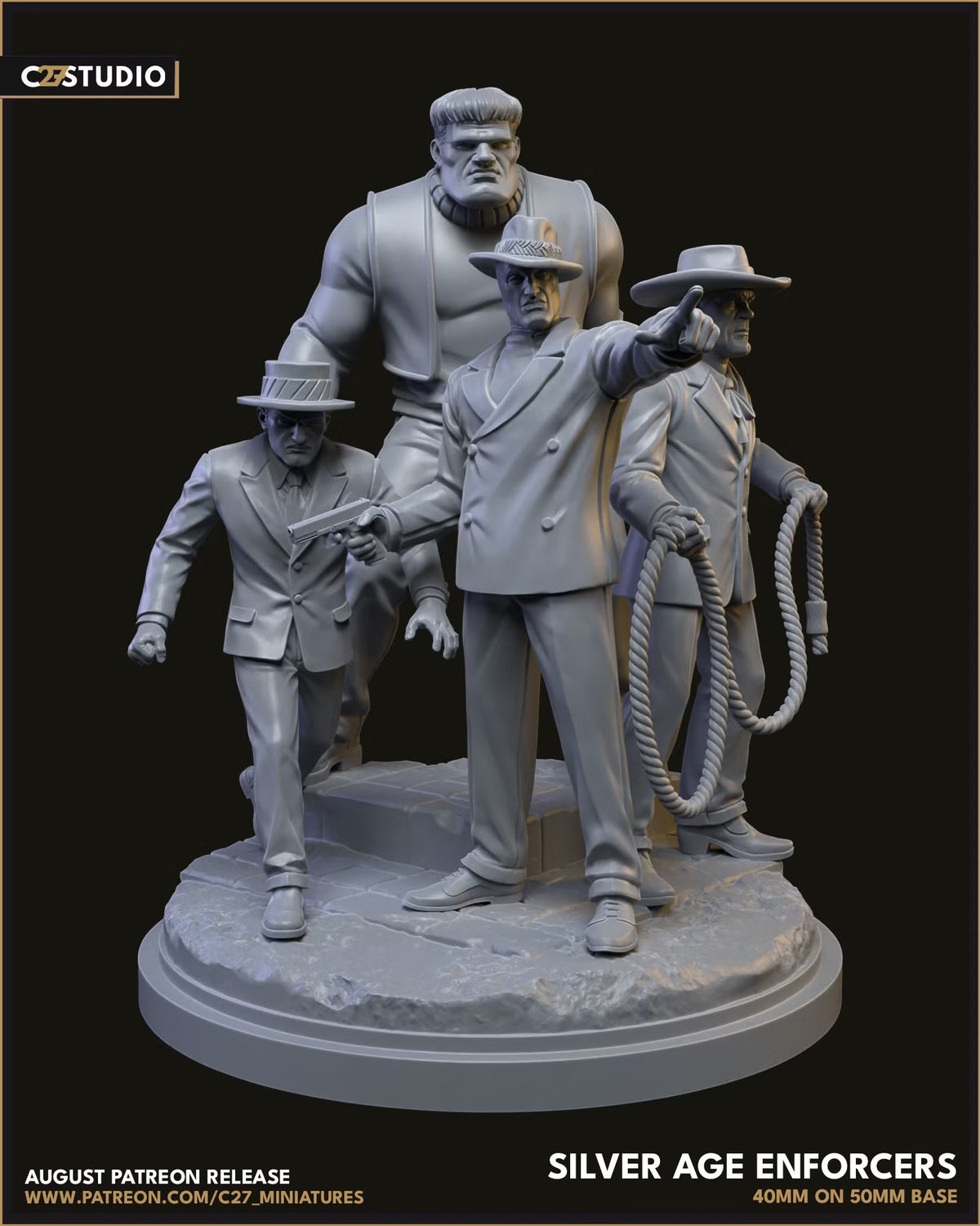 Silver Age Enforcers on 50mm Base (Sculpted by C27 Minis & Terrain)