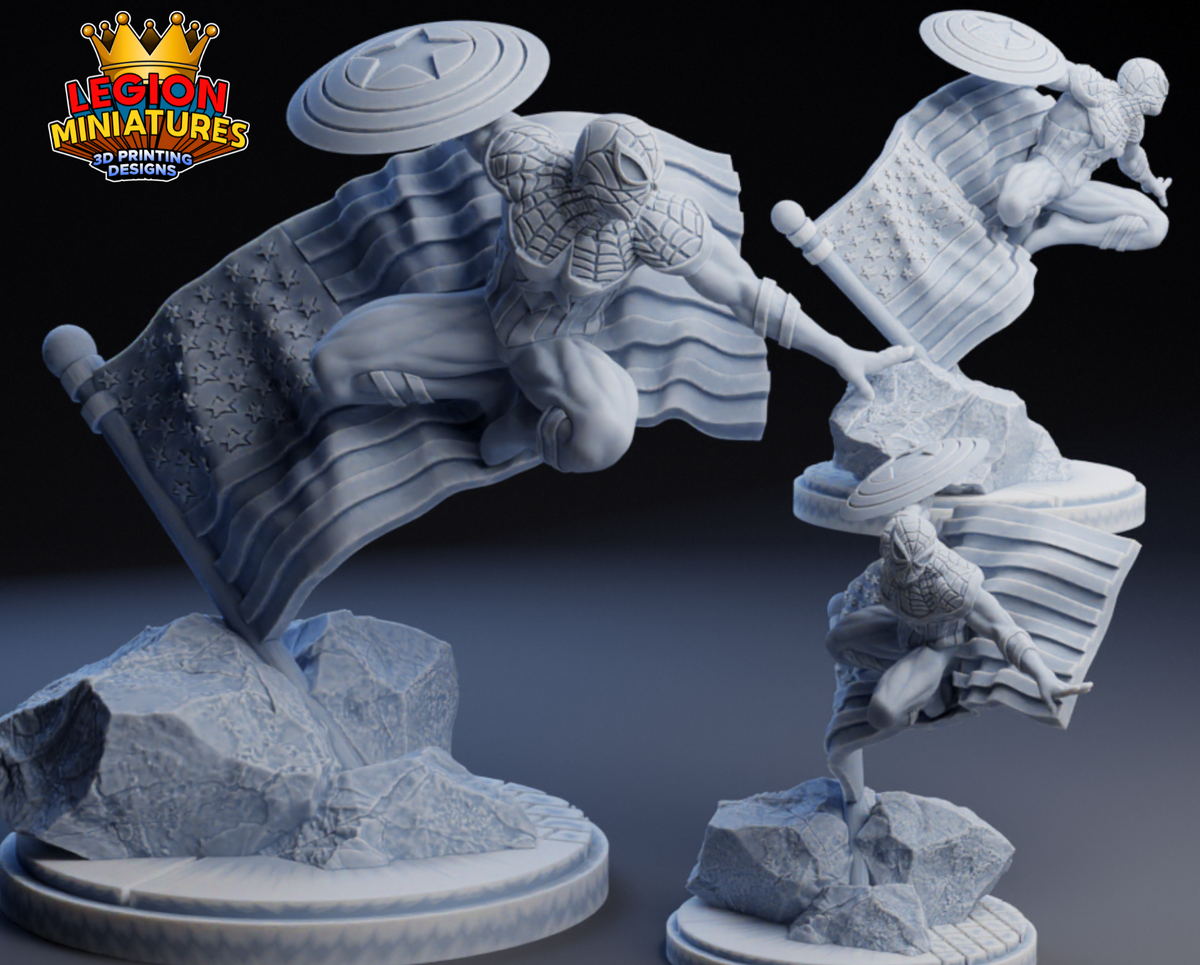 Spider-Cap Fan-Art 40mm Miniature (Sculpted by Legion Miniatures)