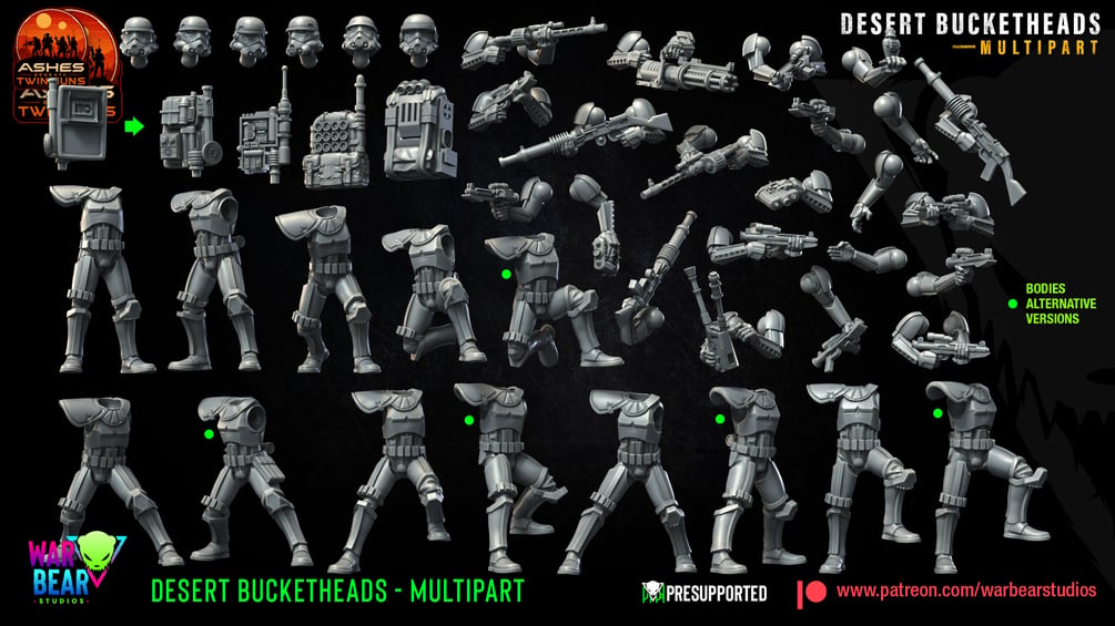 Desert Bucketheads - Multipart - builds 13+ figures (Sculpted by War Bear Studios)